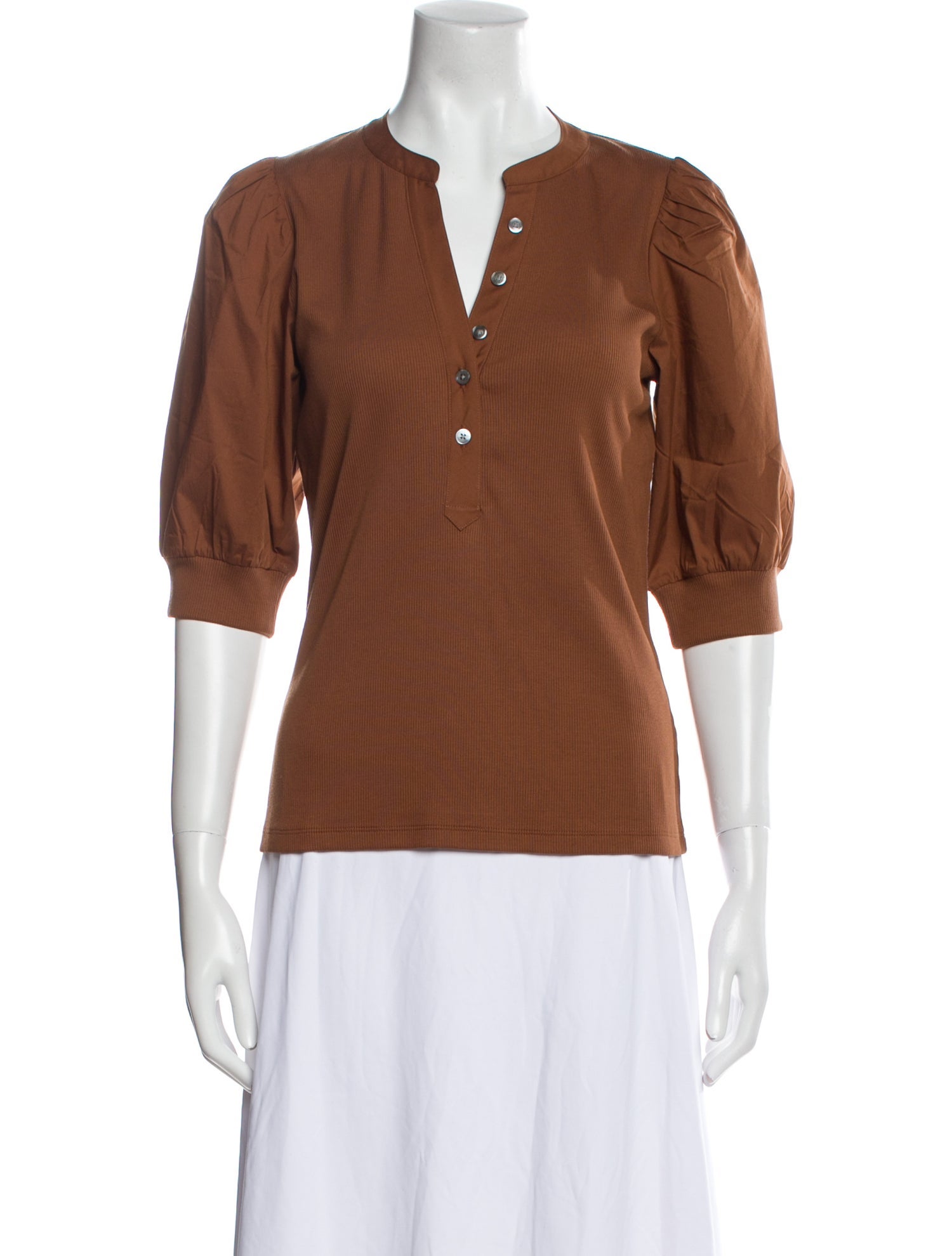 Veronica Beard V-Neck Three-Quarter Sleeve Polo w/ Tags