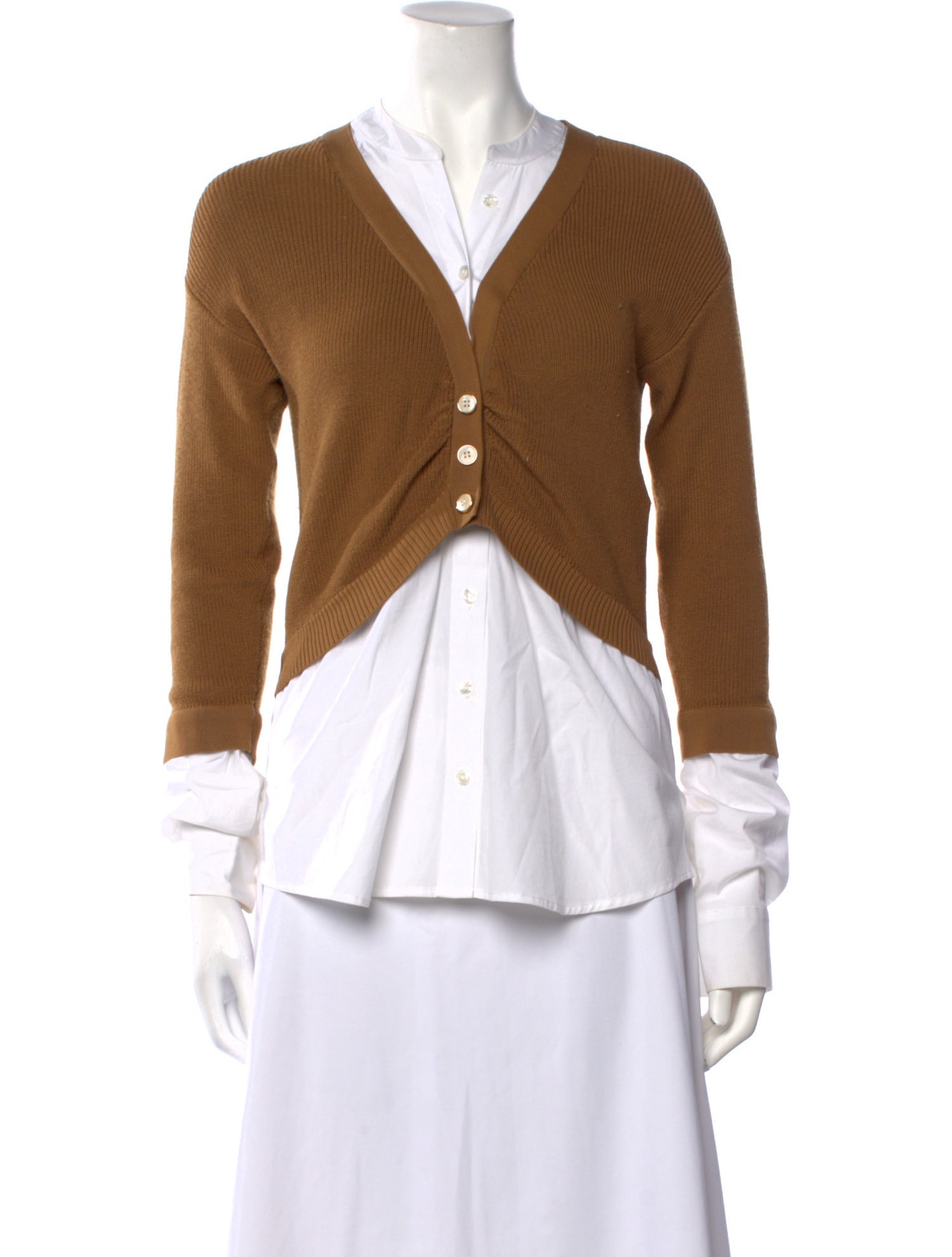 Veronica Beard V-Neck Long Sleeve Button-Up Top