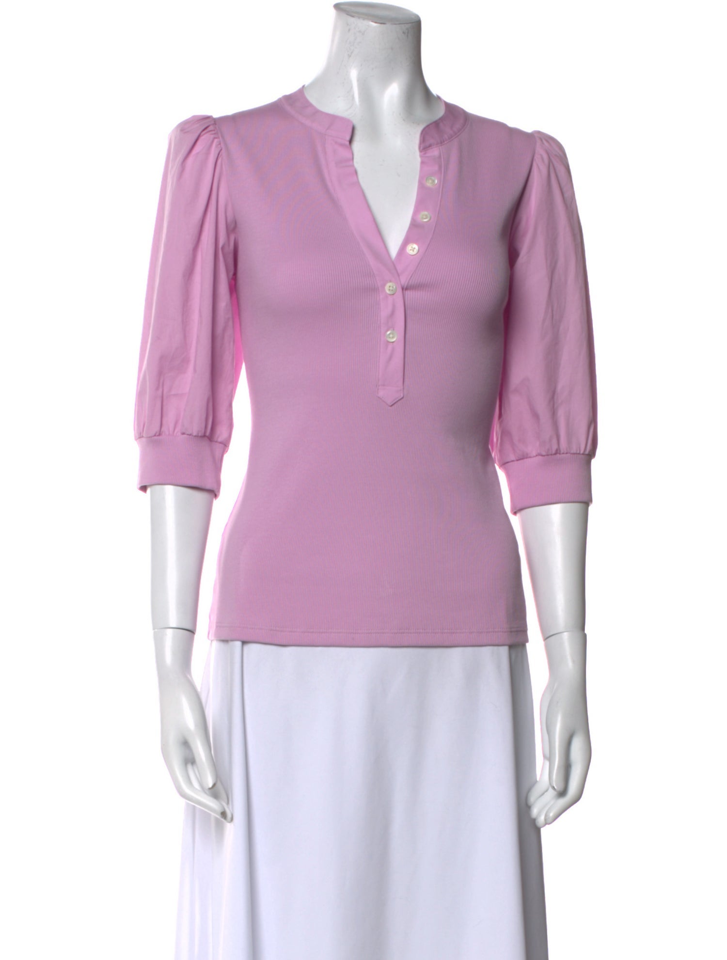 Veronica Beard V-Neck Three-Quarter Sleeve Blouse