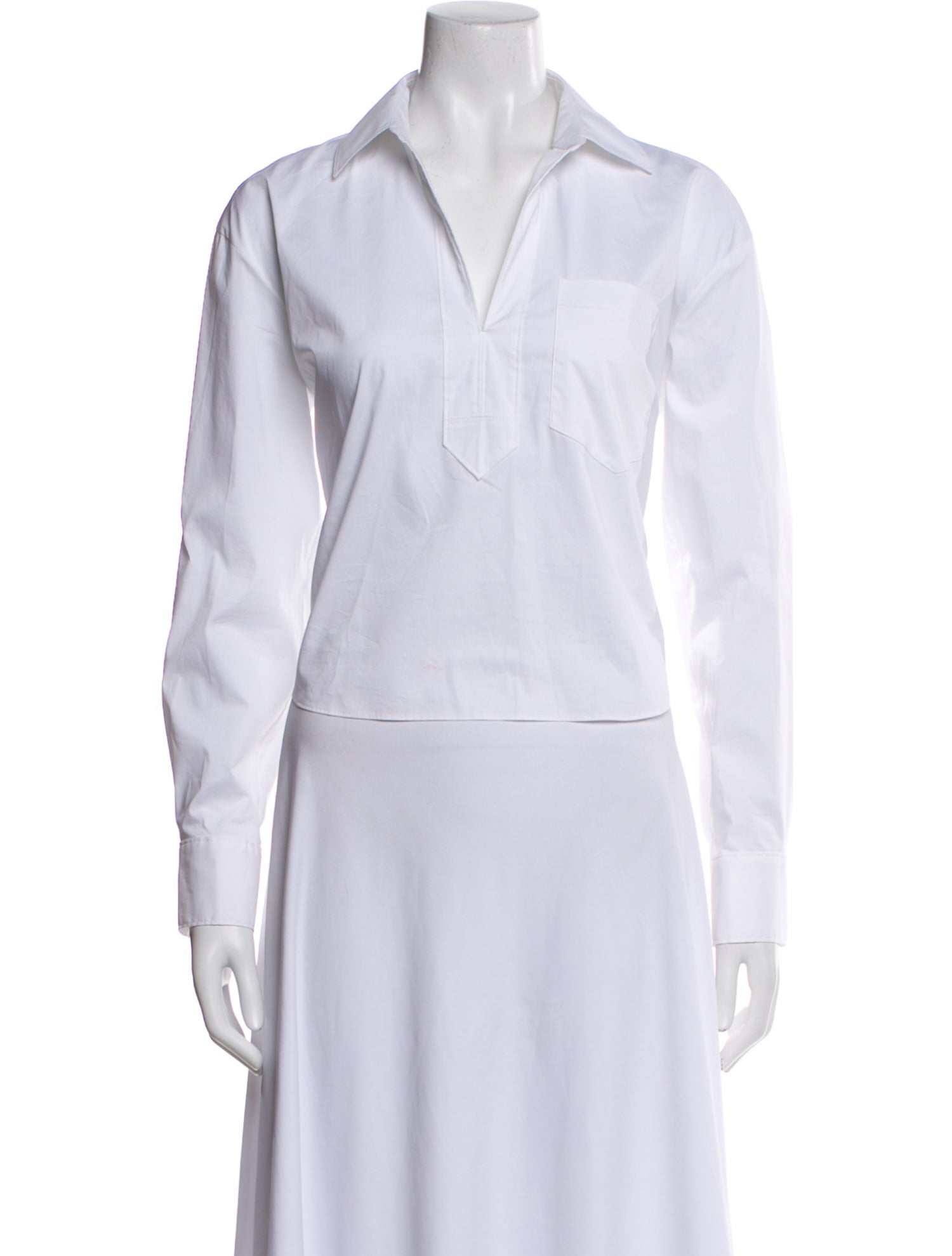 Veronica Beard V-Neck Long Sleeve Button-Up Top