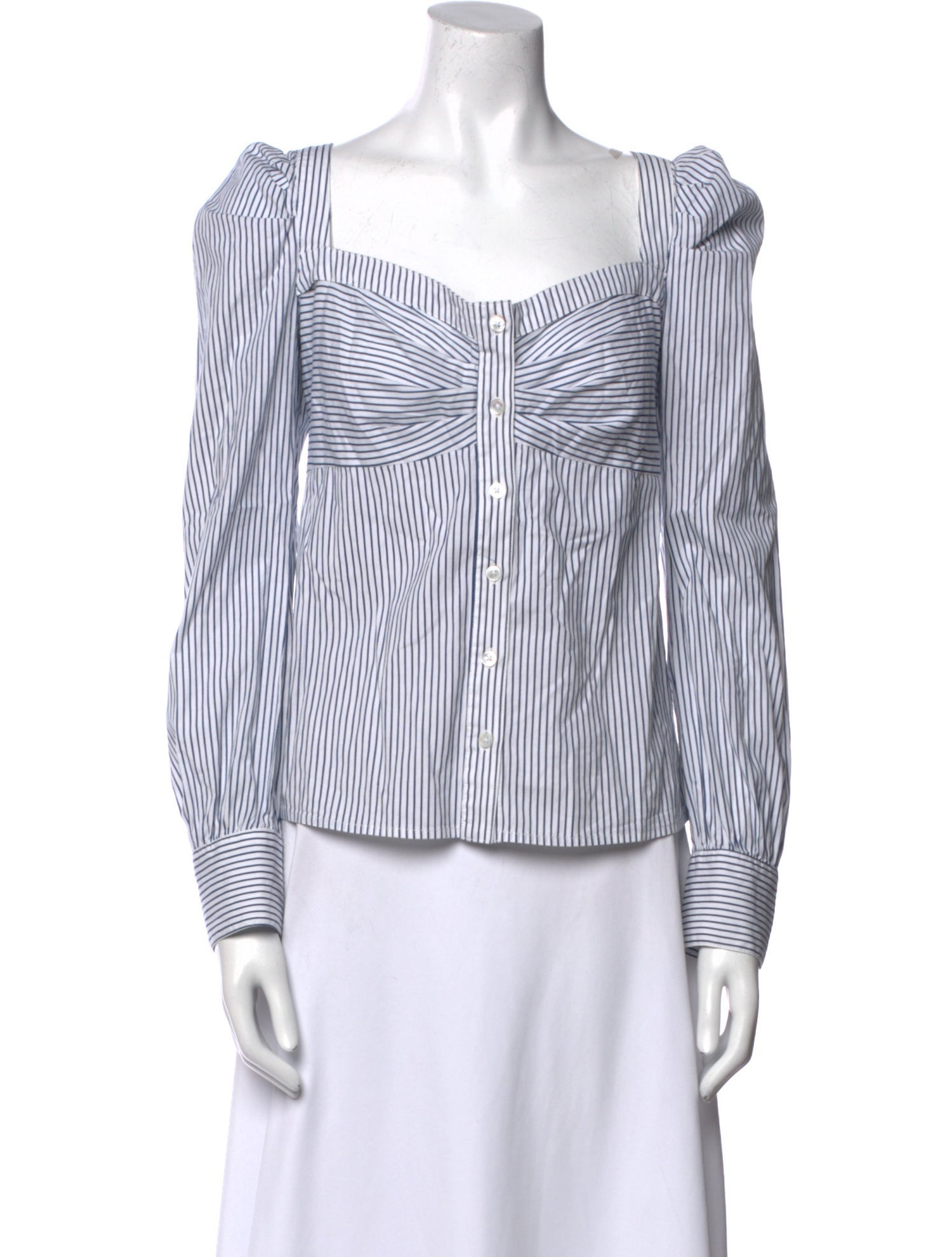 Veronica Beard Striped Square Neckline Top