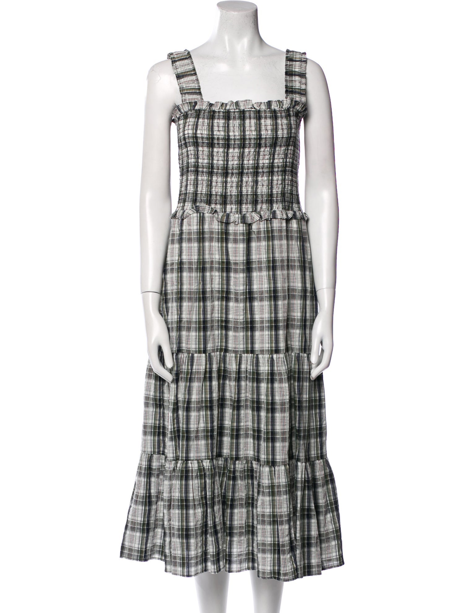 Veronica Beard Plaid Print Midi Length Dress