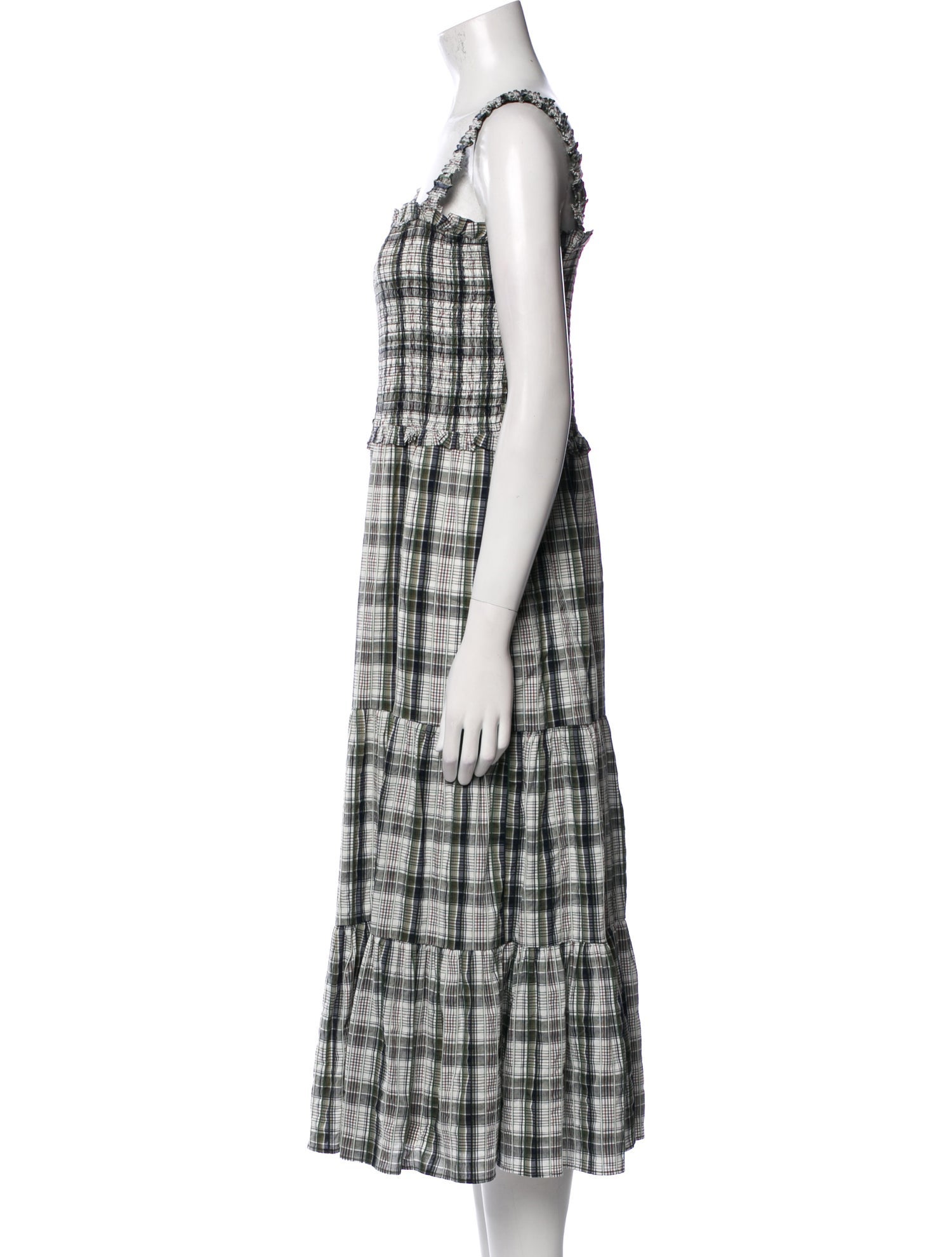 Veronica Beard Plaid Print Midi Length Dress