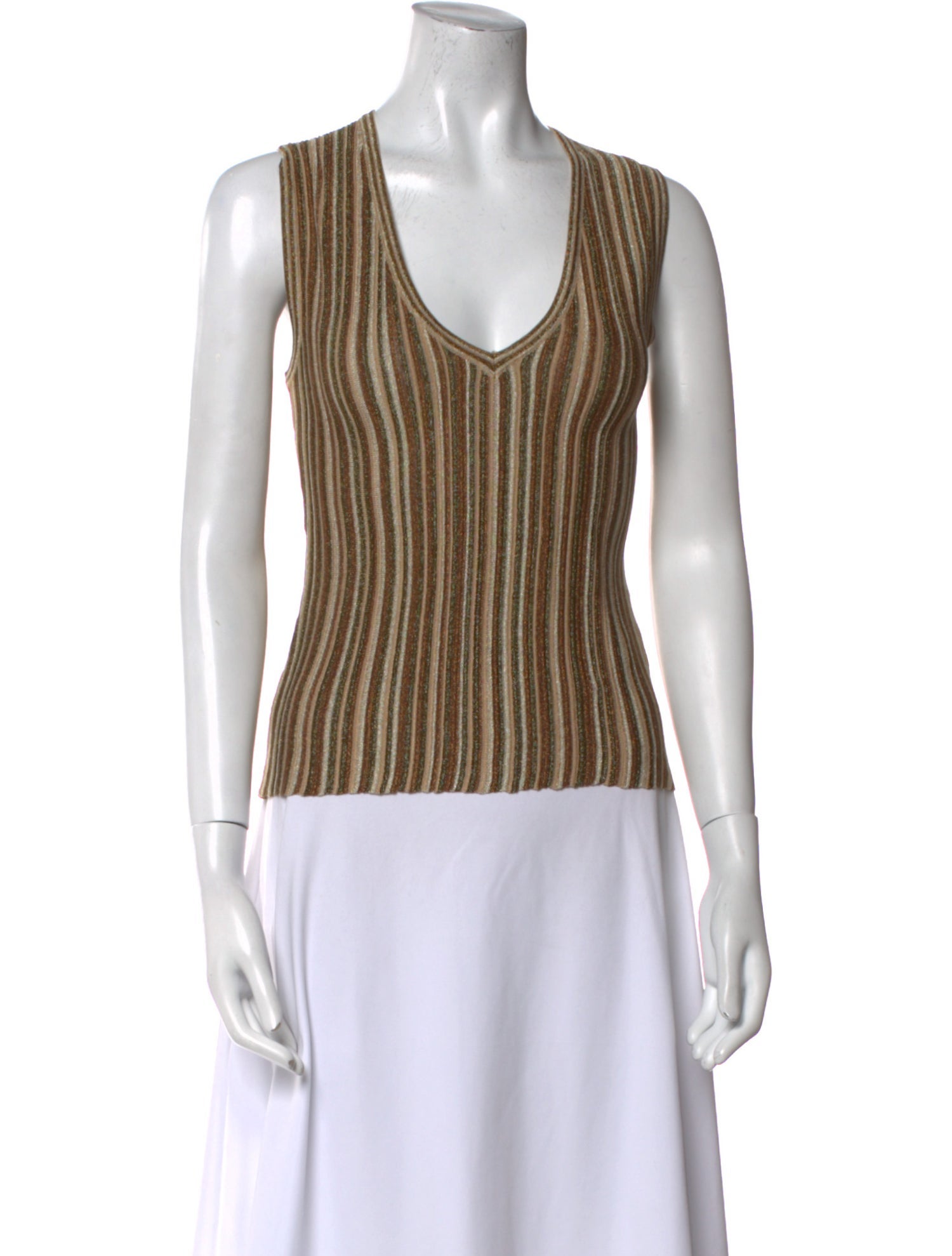 Veronica Beard Striped V-Neck Top