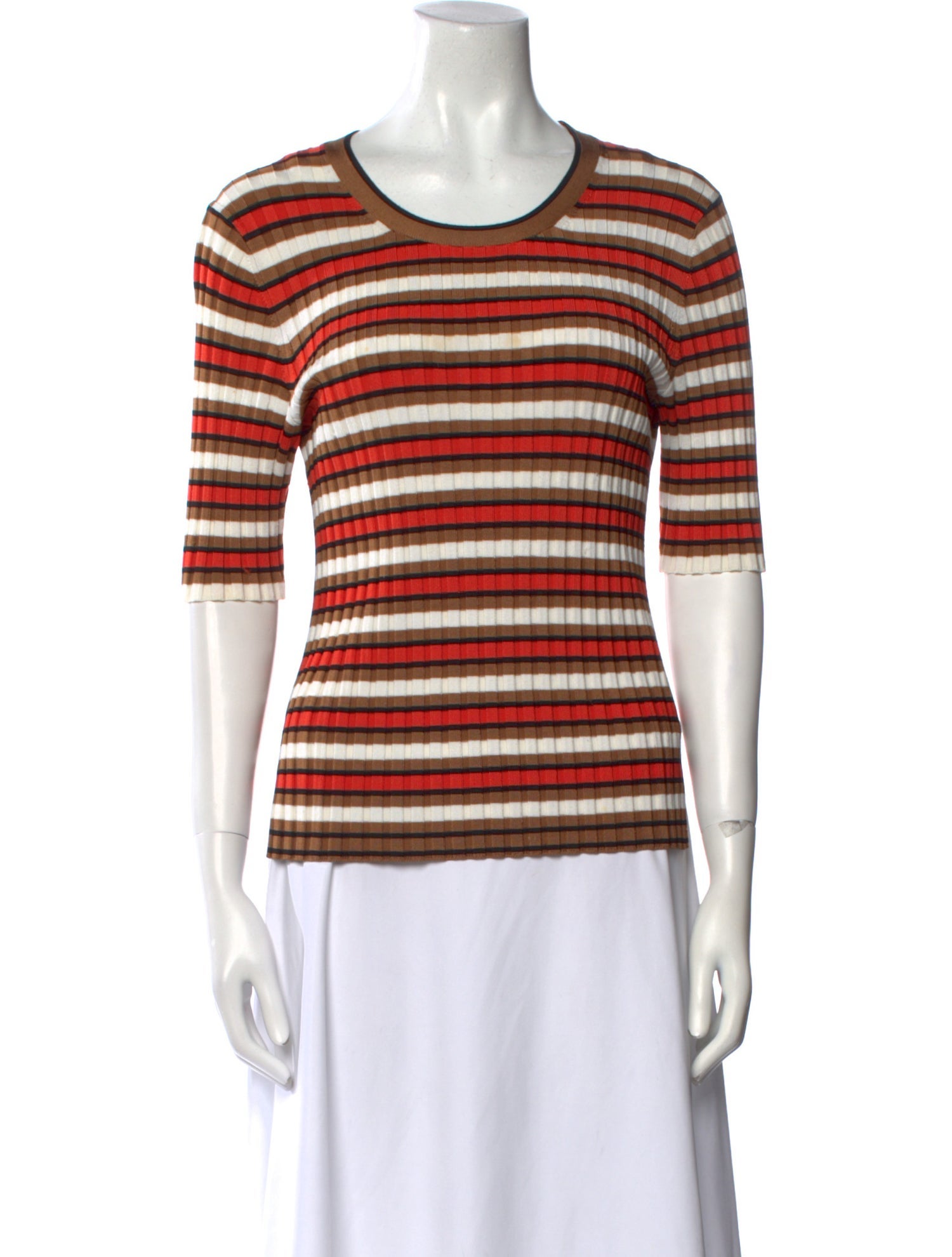 Veronica Beard Striped Scoop Neck T-Shirt