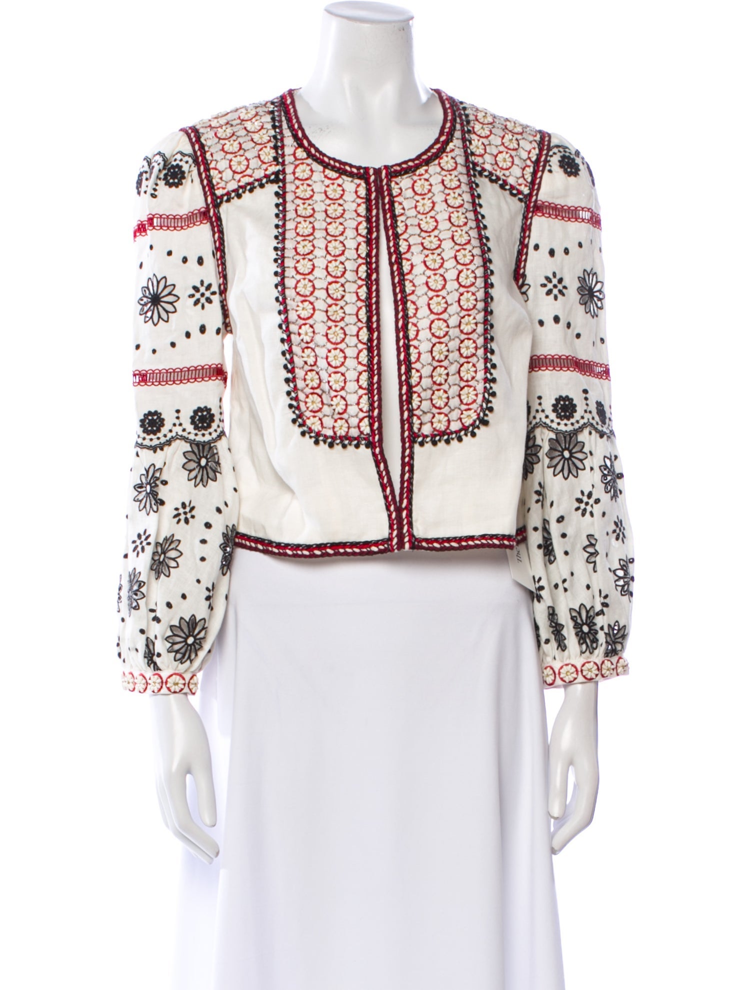 Veronica Beard Linen Patterned Evening Jacket