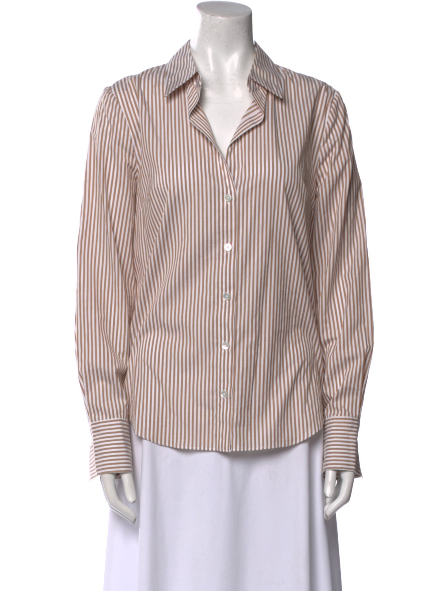 Veronica Beard Striped Long Sleeve Button-Up Top