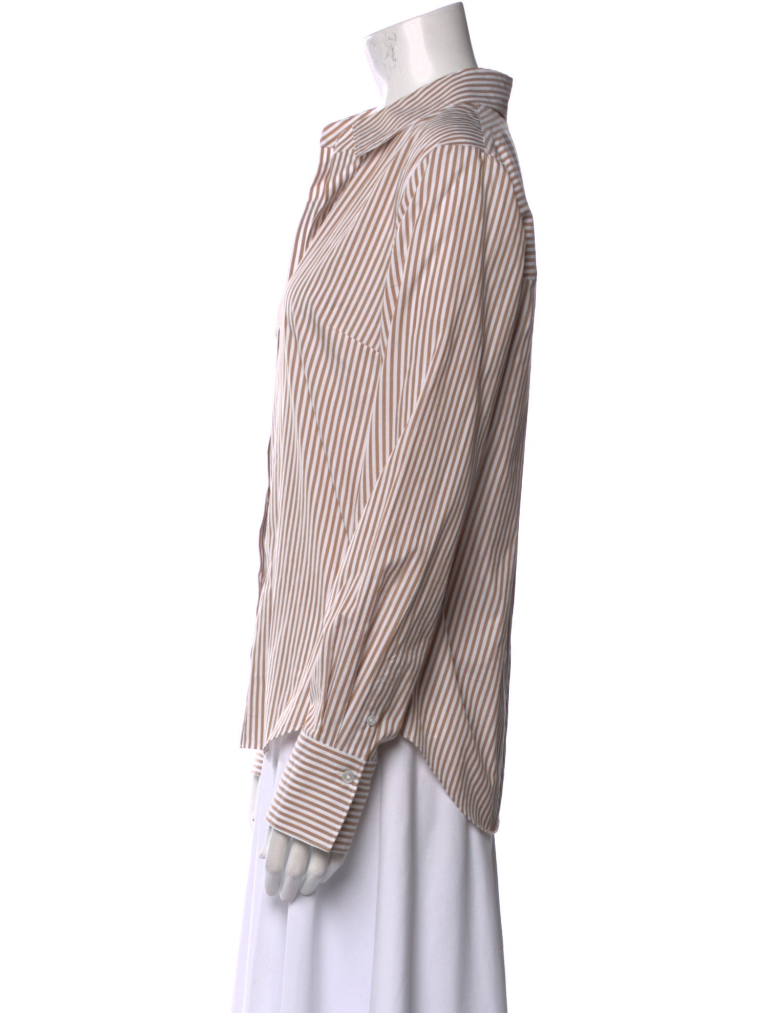 Veronica Beard Striped Long Sleeve Button-Up Top