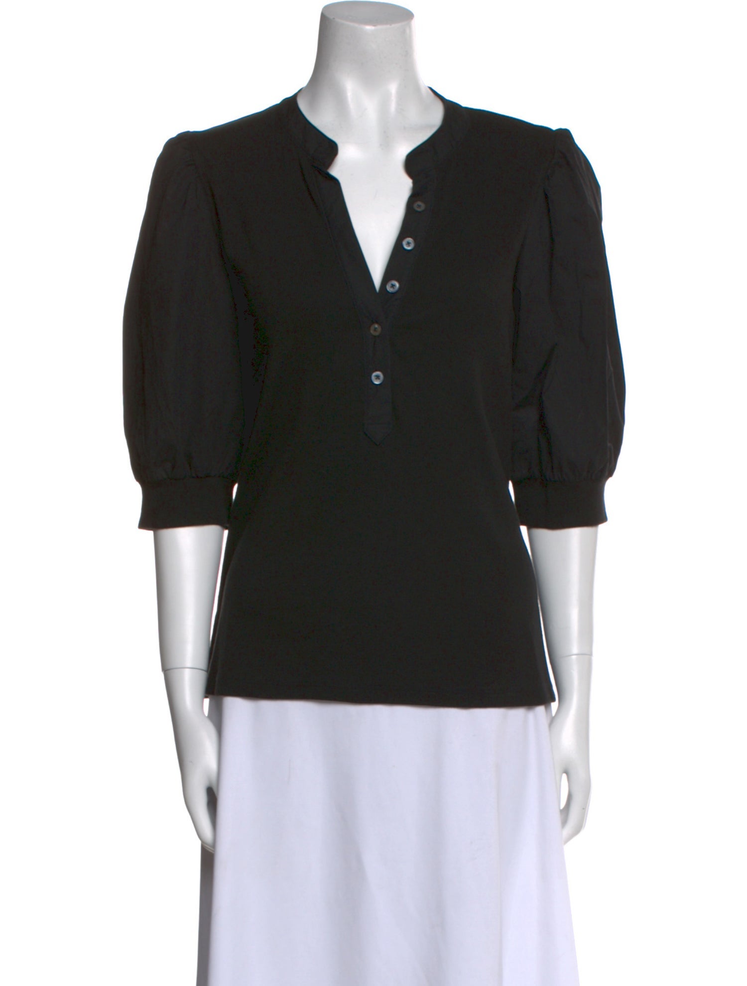 Veronica Beard V-Neck Three-Quarter Sleeve Polo