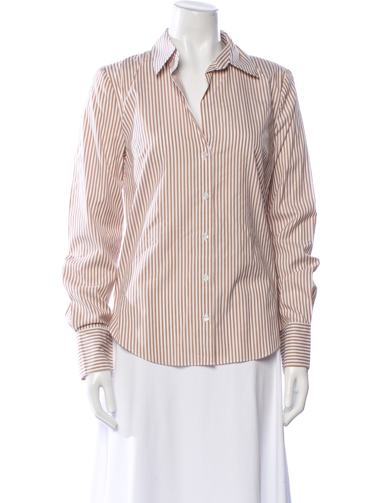 Veronica Beard Striped Long Sleeve Button-Up Top