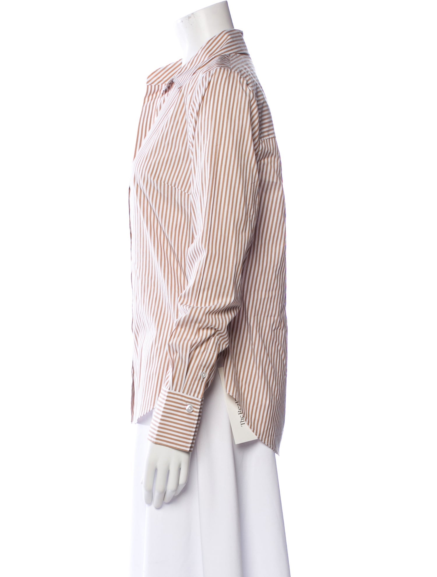 Veronica Beard Striped Long Sleeve Button-Up Top