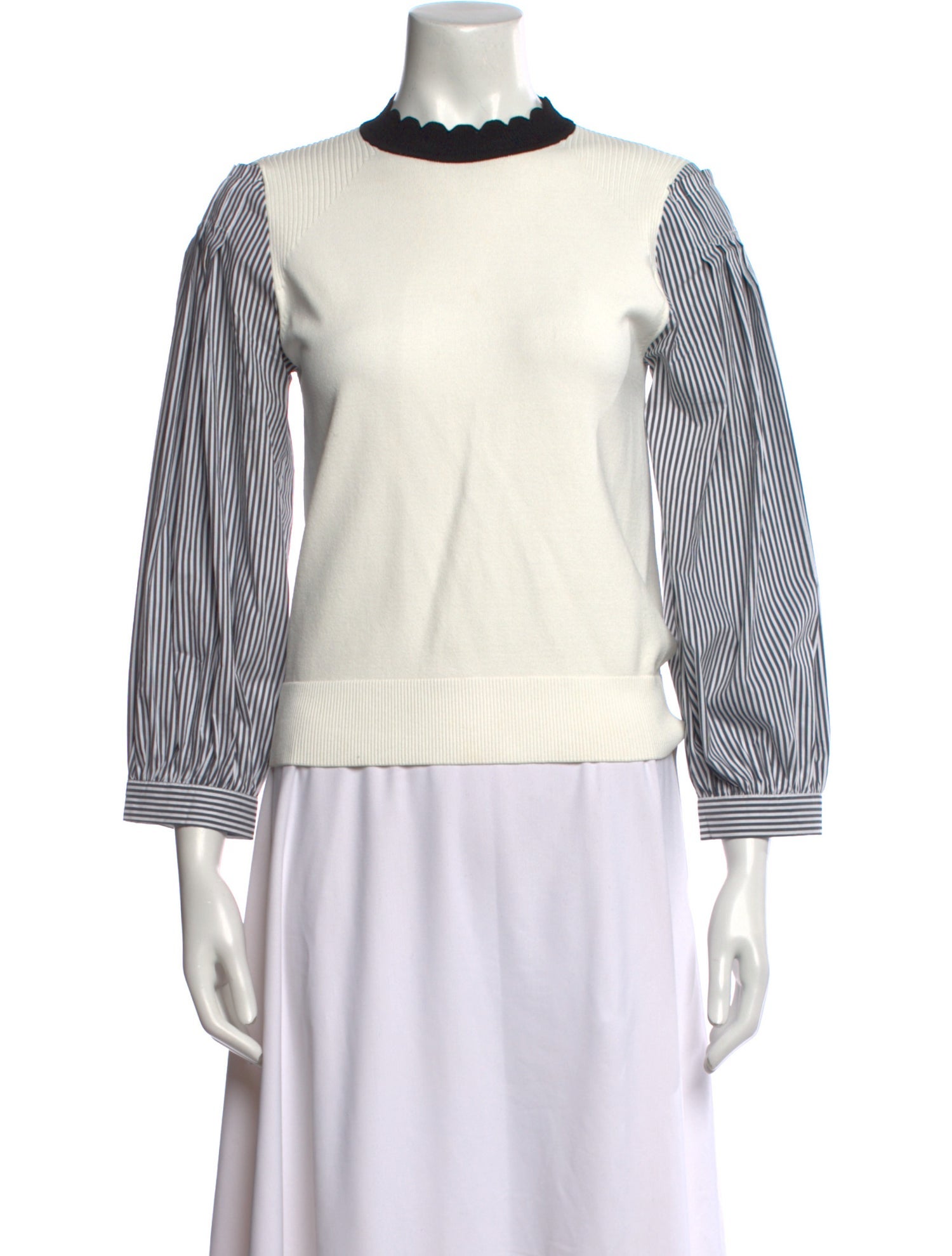 Veronica Beard Striped Mock Neck Sweatshirt