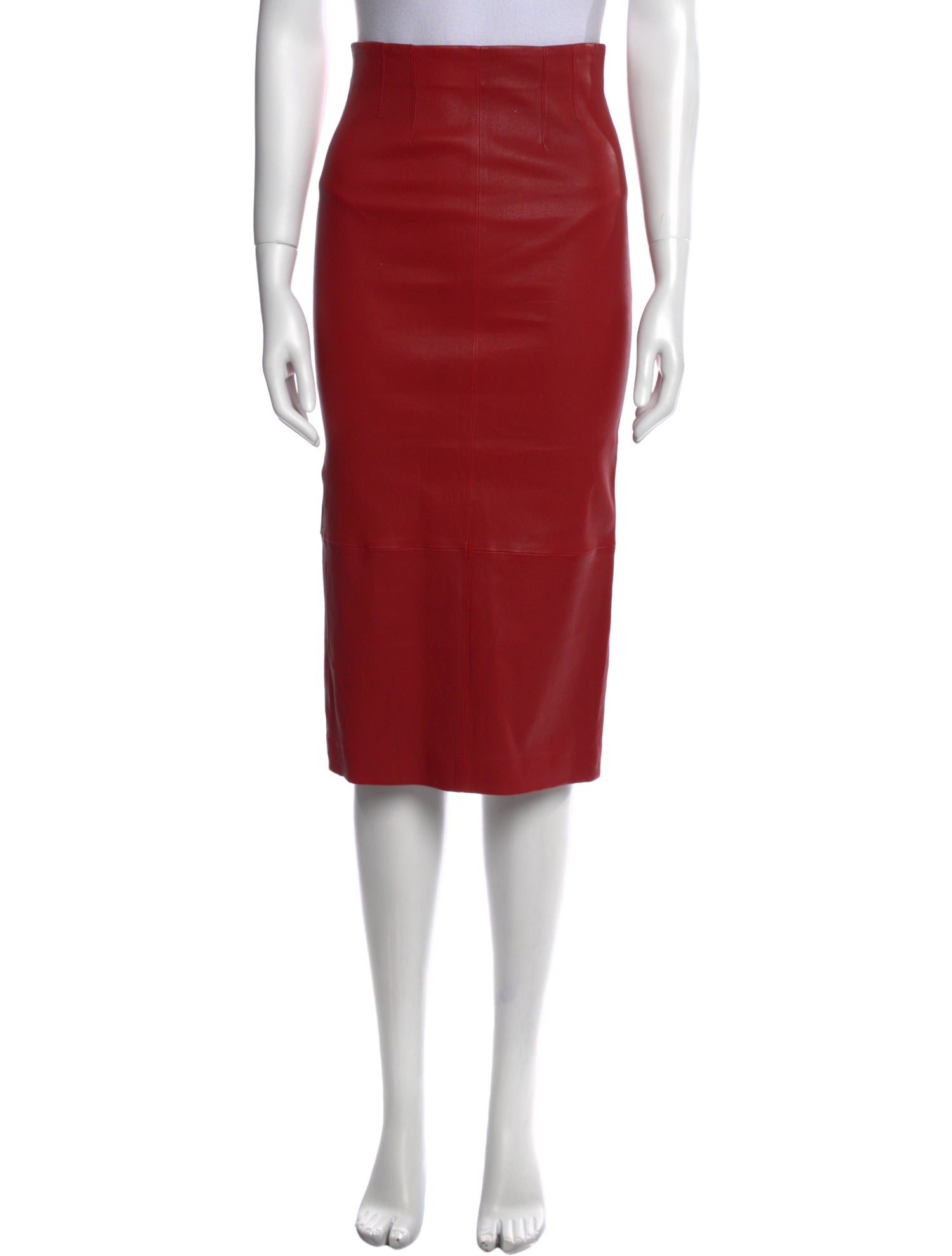 Veronica Beard Lamb Leather Midi Length Skirt