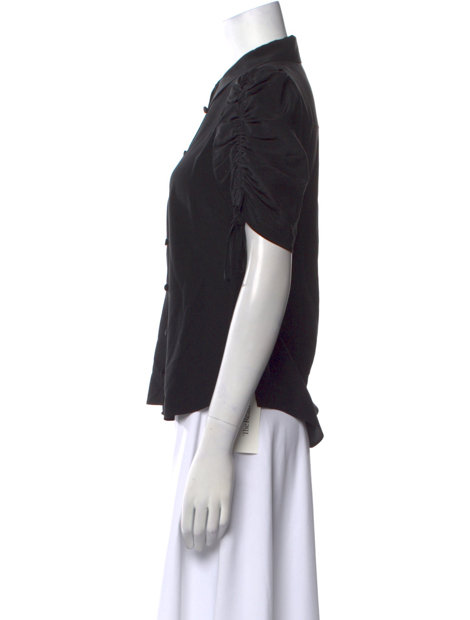 Veronica Beard Silk Short Sleeve Button-Up Top