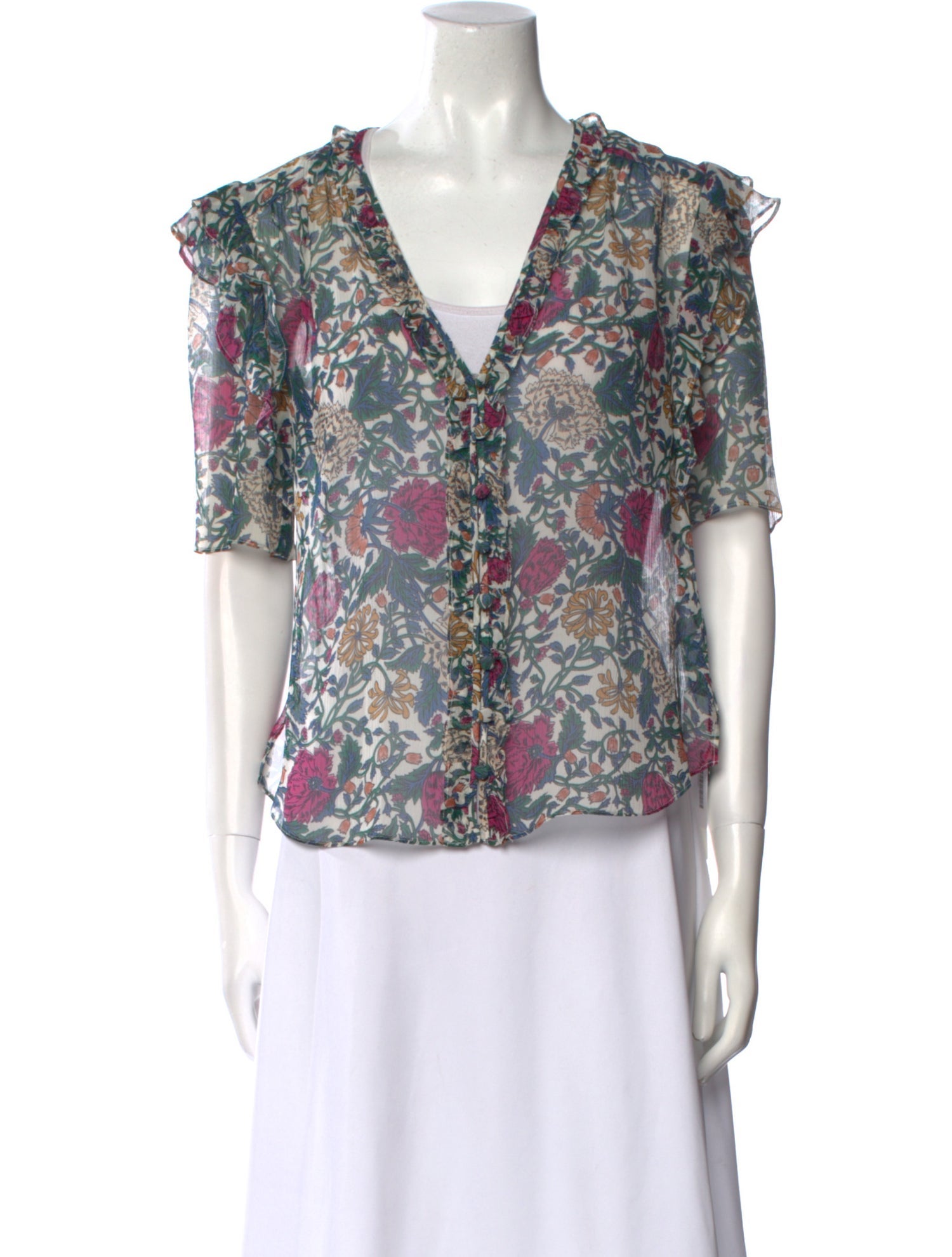 Veronica Beard Silk Floral Print Blouse
