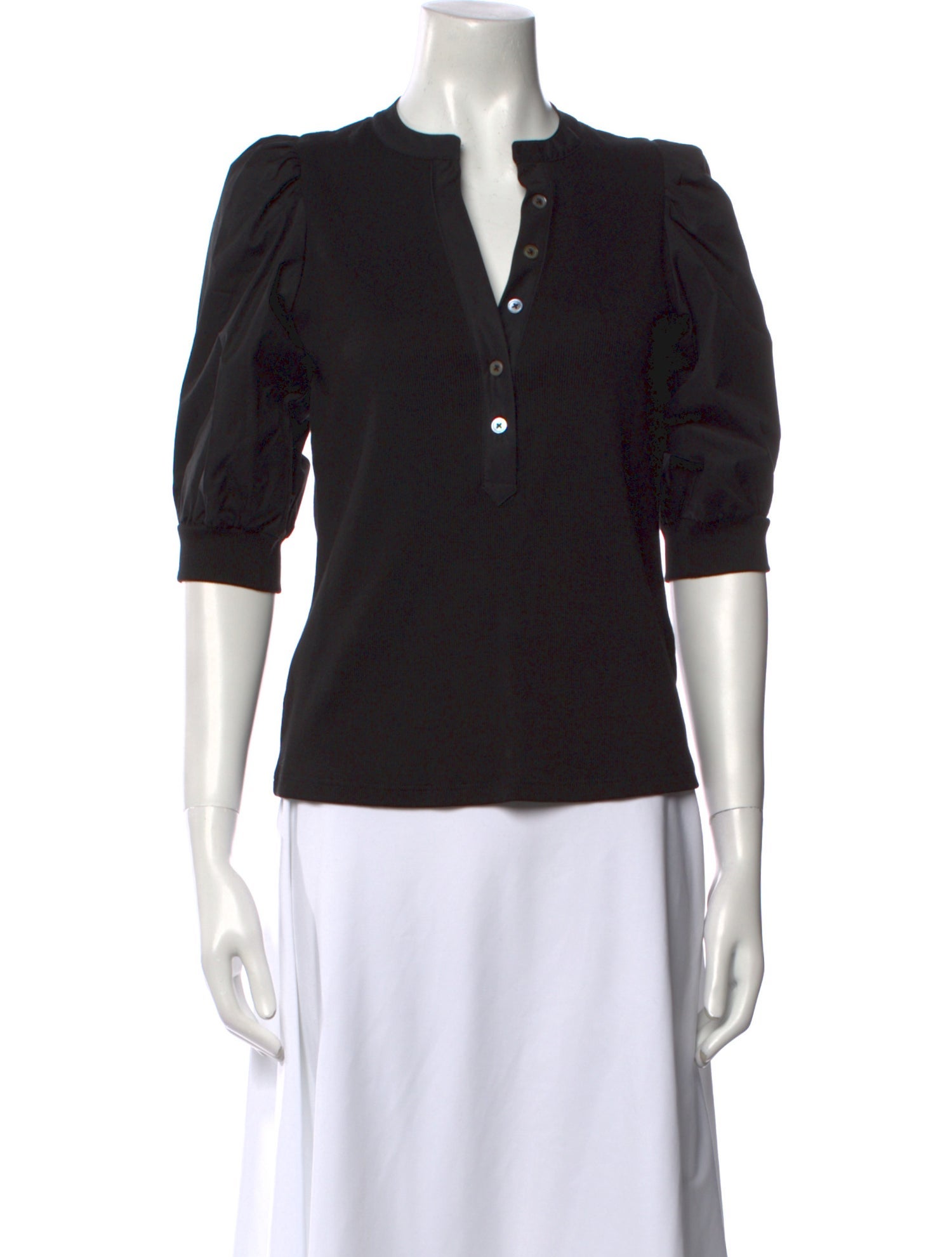 Veronica Beard V-Neck Three-Quarter Sleeve Polo