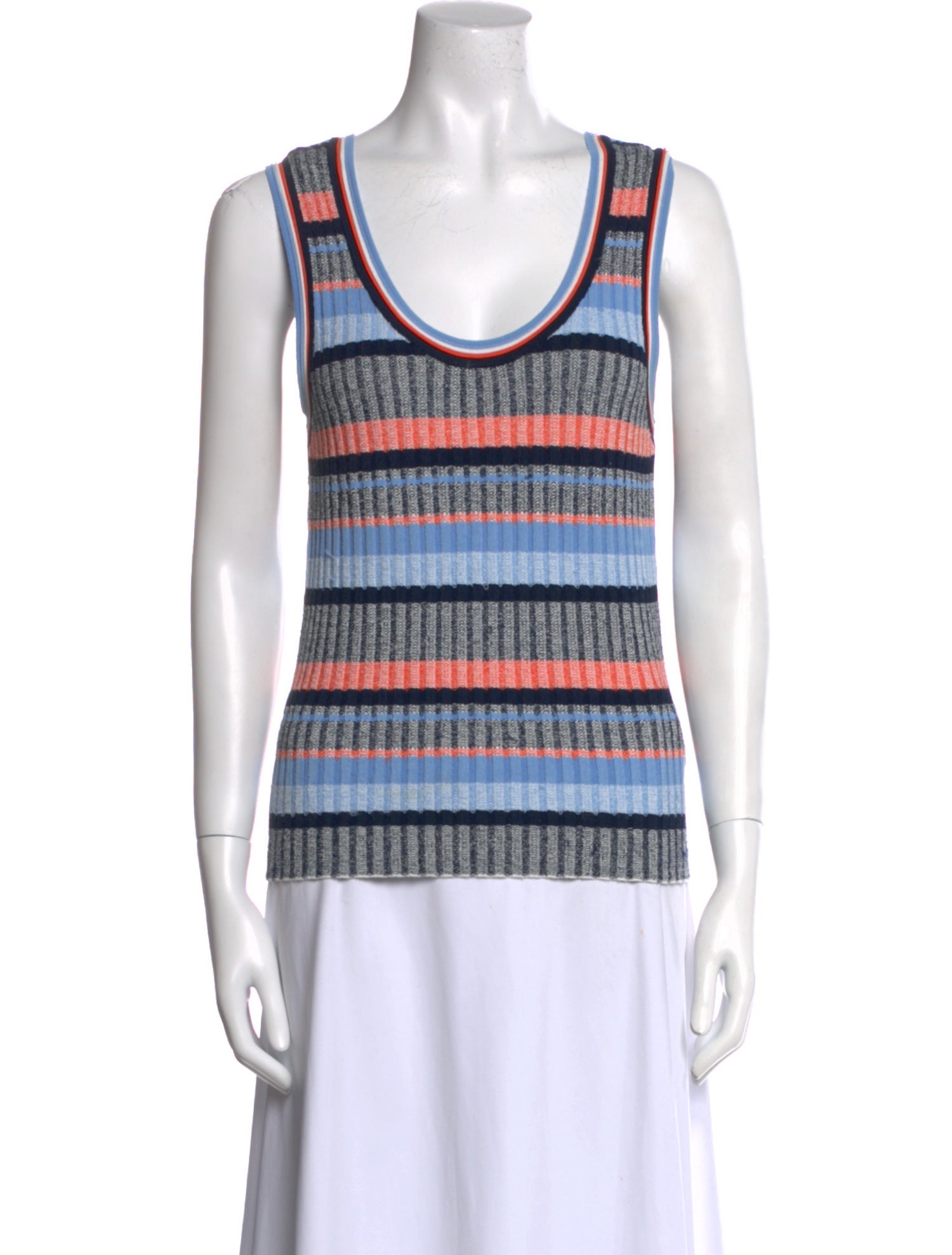 Veronica Beard Striped Scoop Neck Top