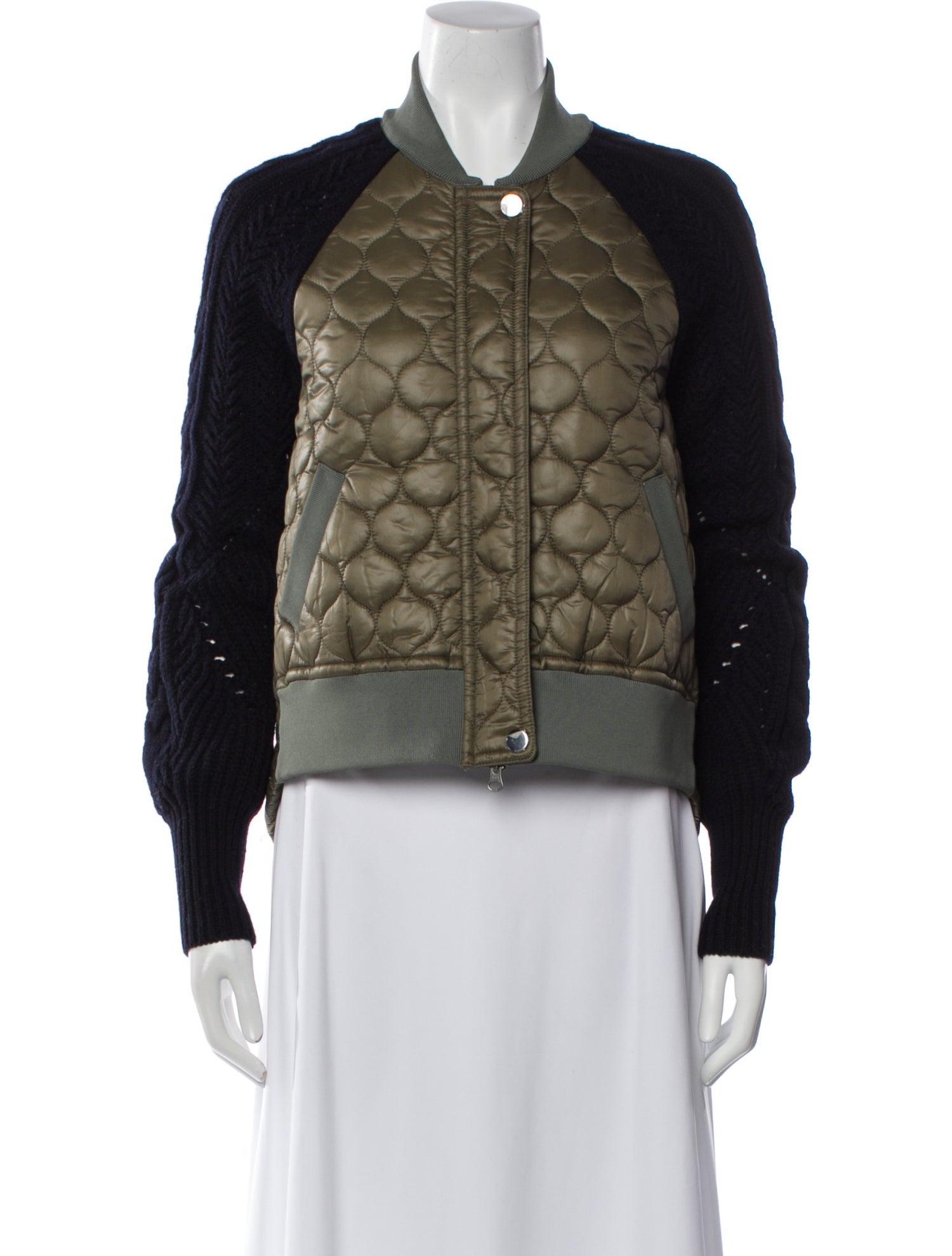 Veronica Beard Colorblock Pattern Bomber Jacket