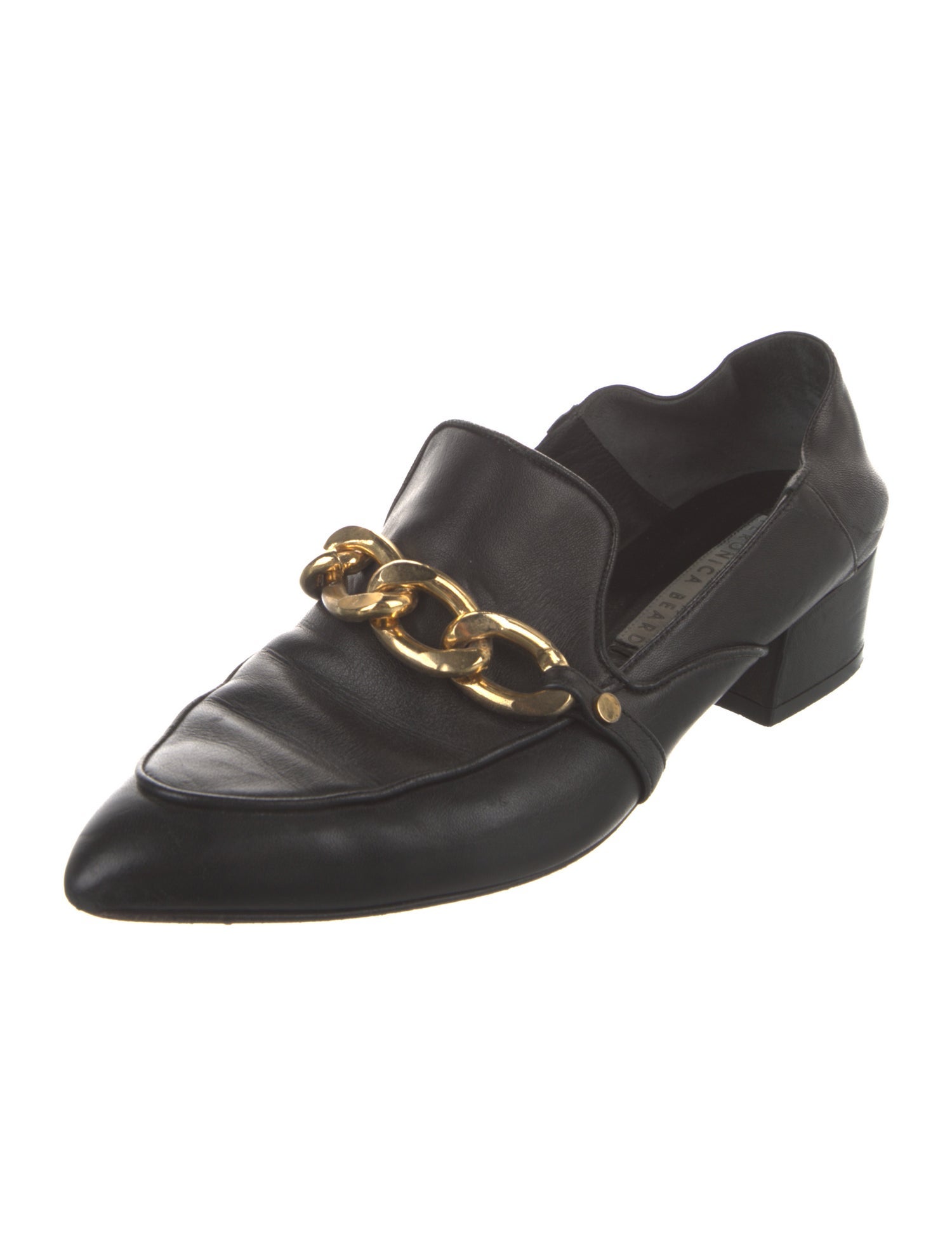 Veronica Beard Leather Chain-Link Accents Loafers