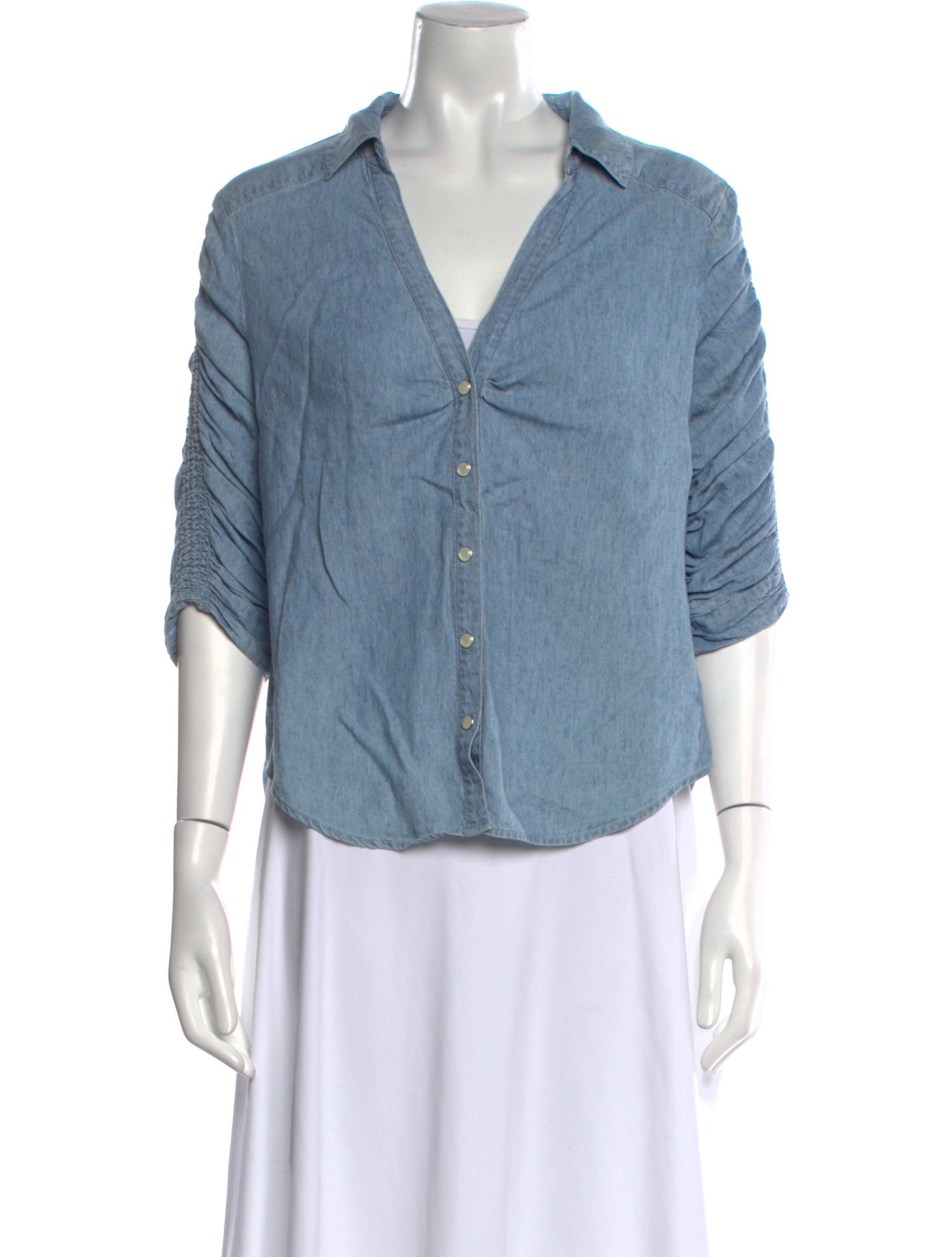 Veronica Beard Three-Quarter Sleeve Button-Up Top