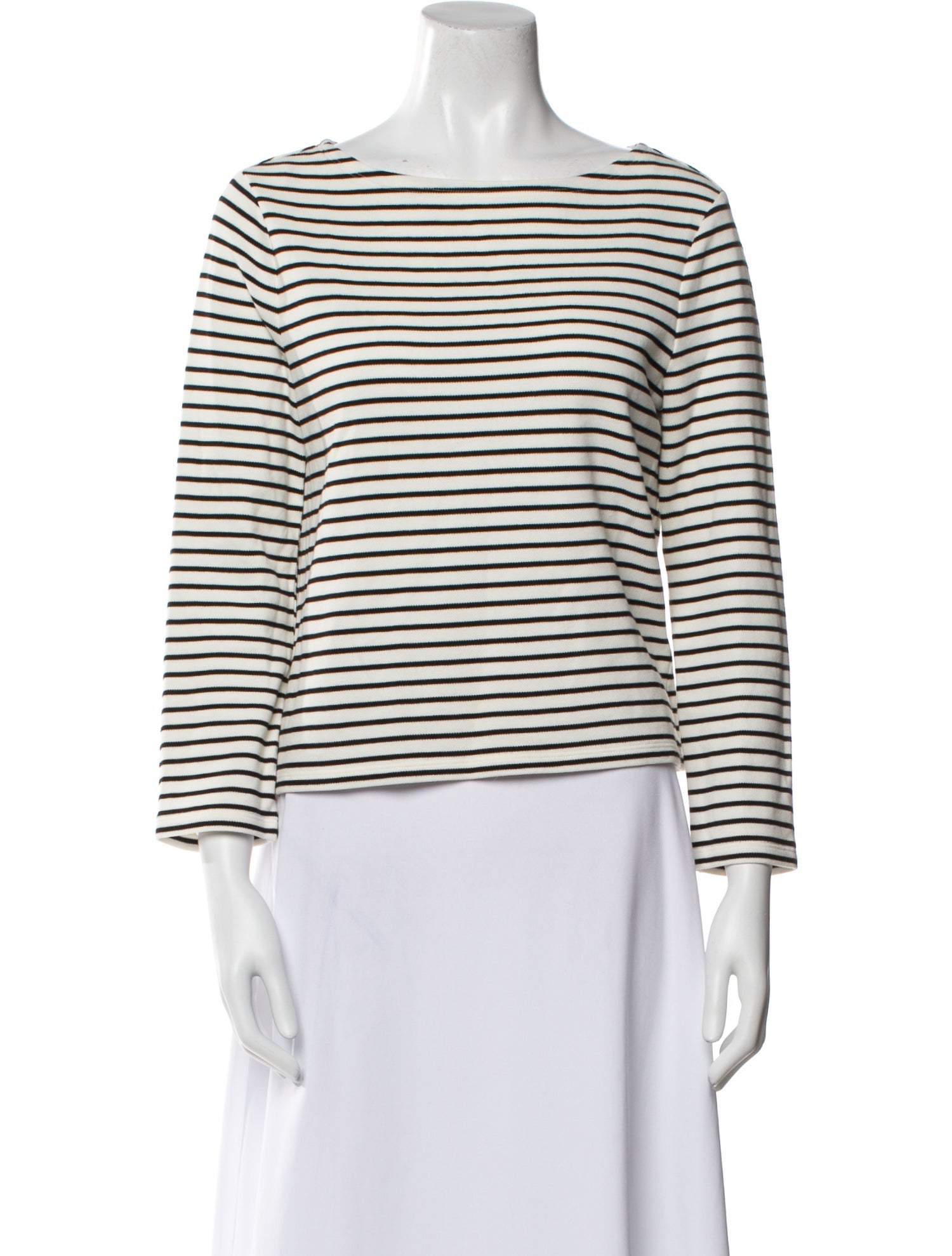 Veronica Beard Striped Bateau Neckline Top
