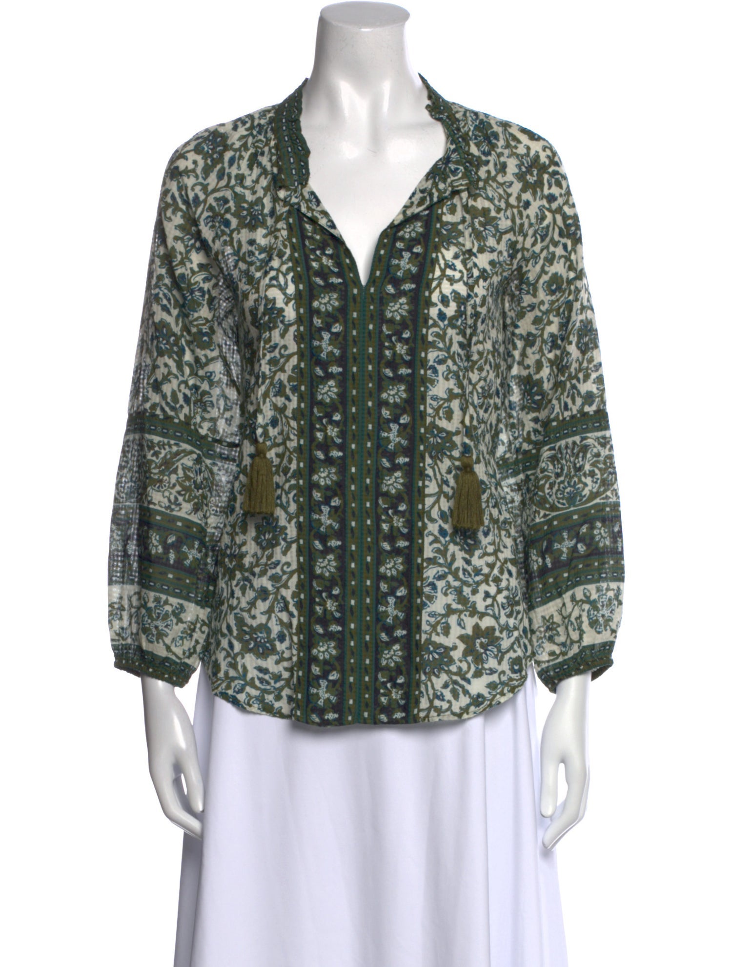 Veronica Beard Printed Three-Quarter Sleeve Blouse