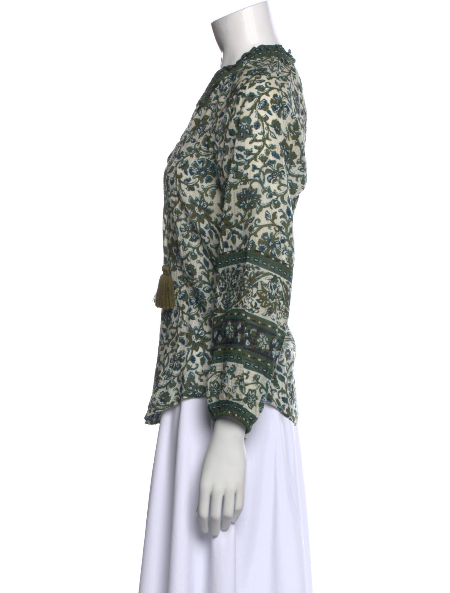 Veronica Beard Printed Three-Quarter Sleeve Blouse