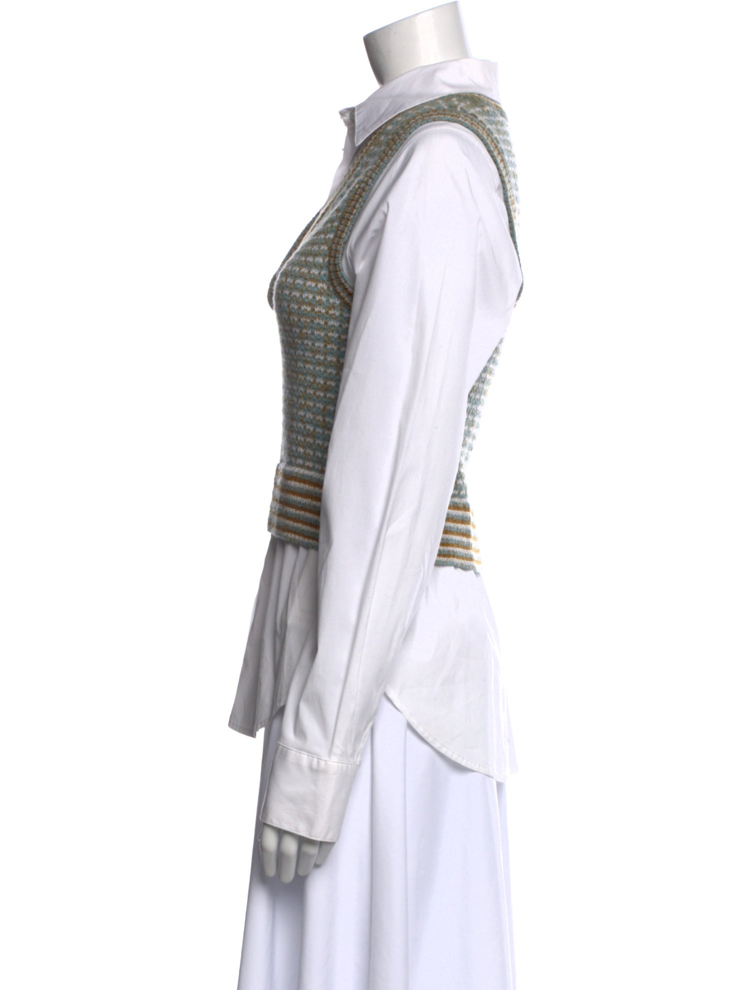 Veronica Beard Merino Wool Striped Button-Up Top