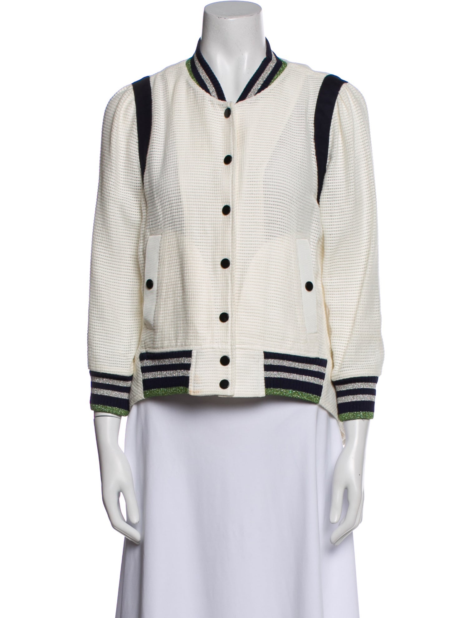 Veronica Beard Striped Bomber Jacket