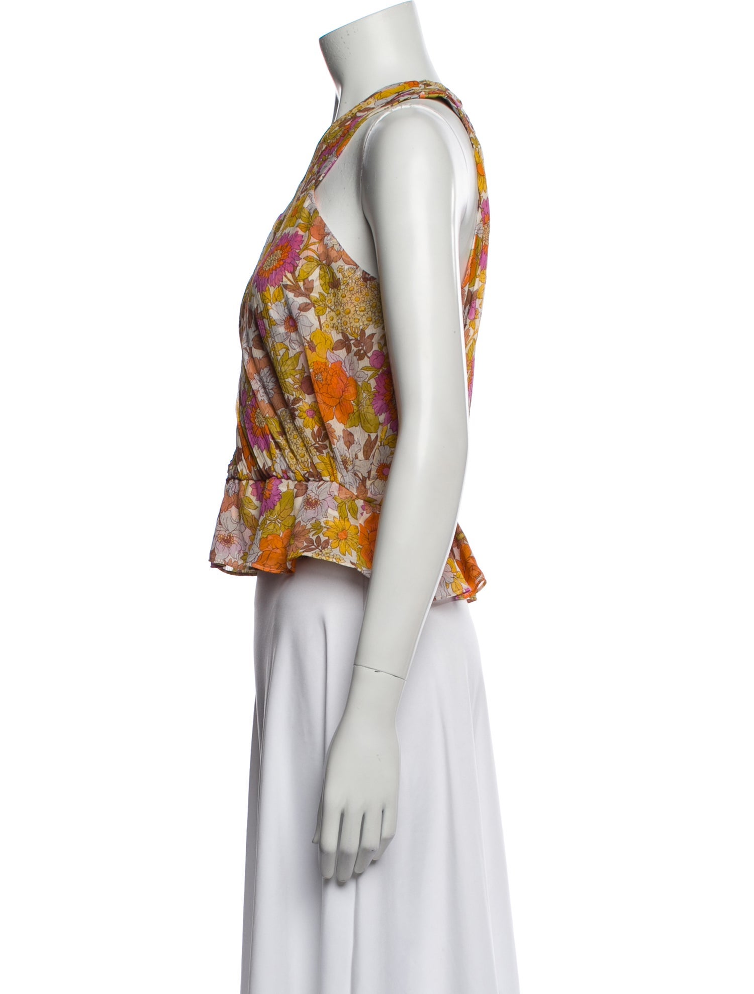 Veronica Beard Silk Floral Print Crop Top