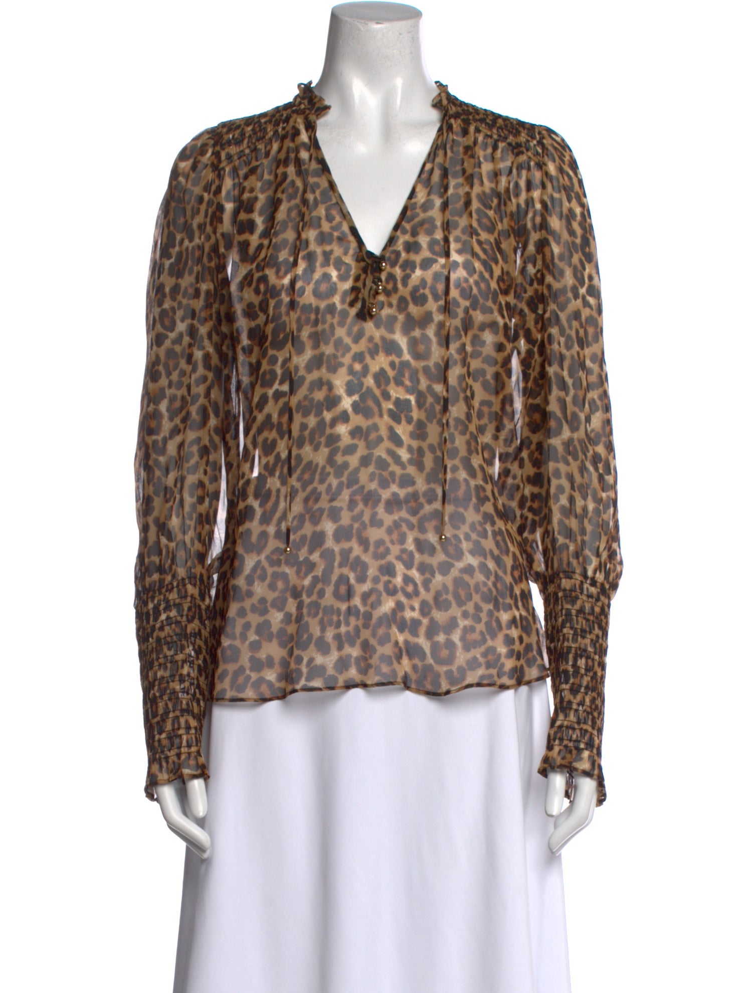 Veronica Beard Animal Print V-Neck Blouse