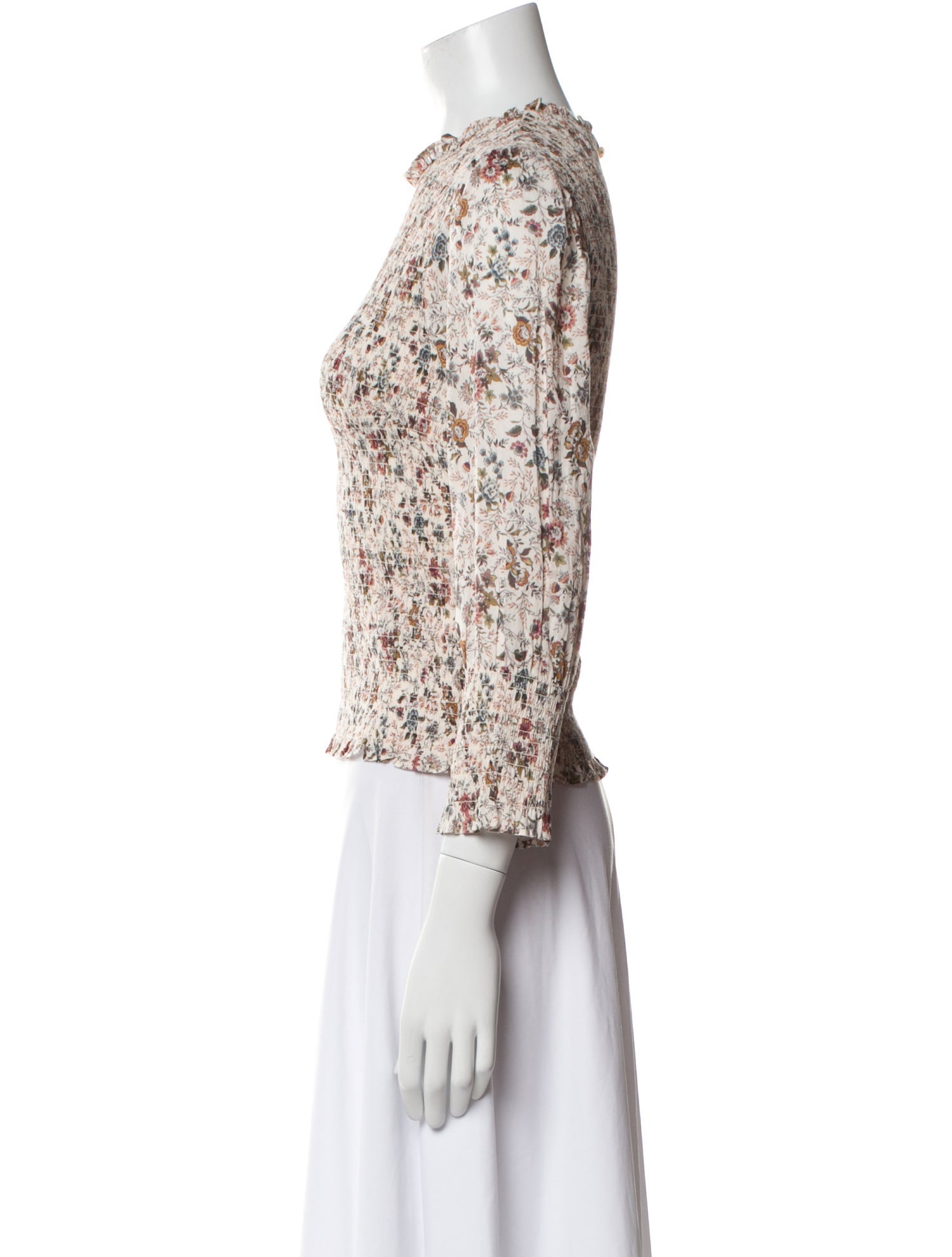 Veronica Beard Floral Print Crew Neck Blouse