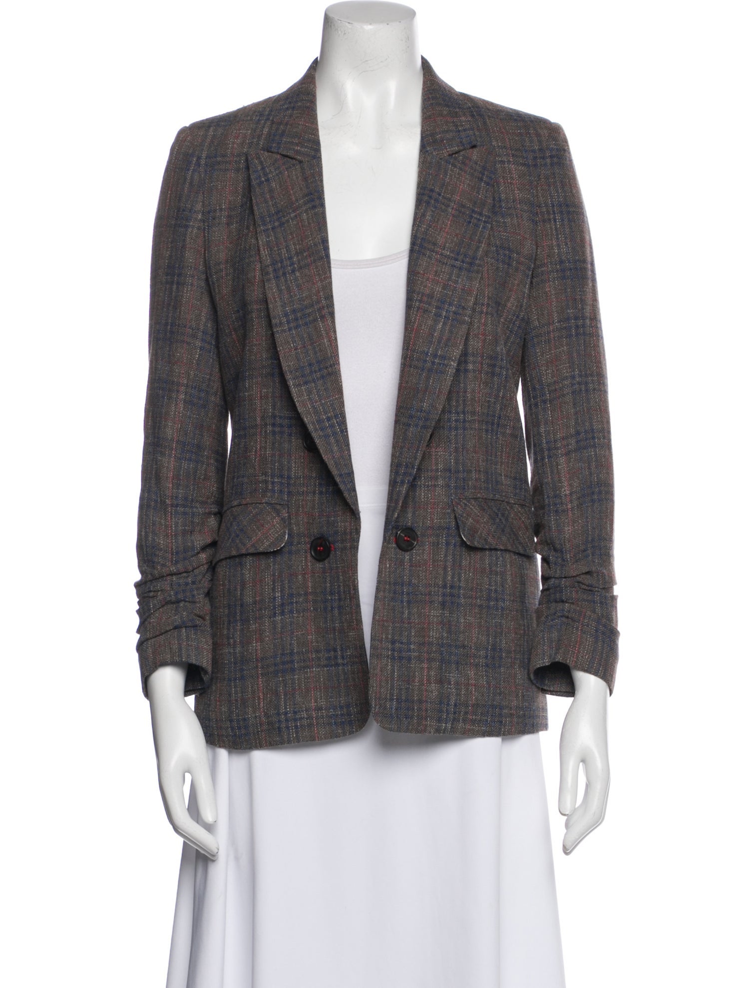 Veronica Beard Virgin Wool Plaid Print Blazer