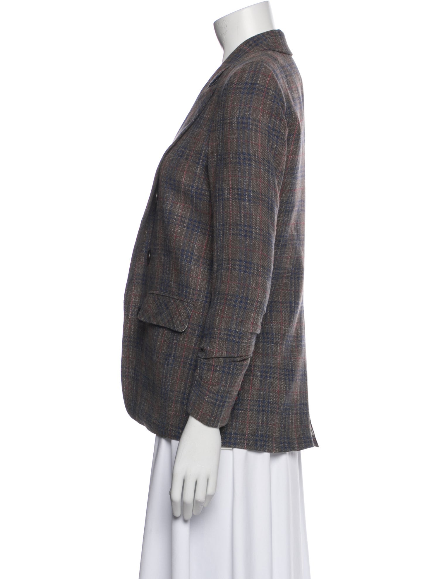 Veronica Beard Virgin Wool Plaid Print Blazer