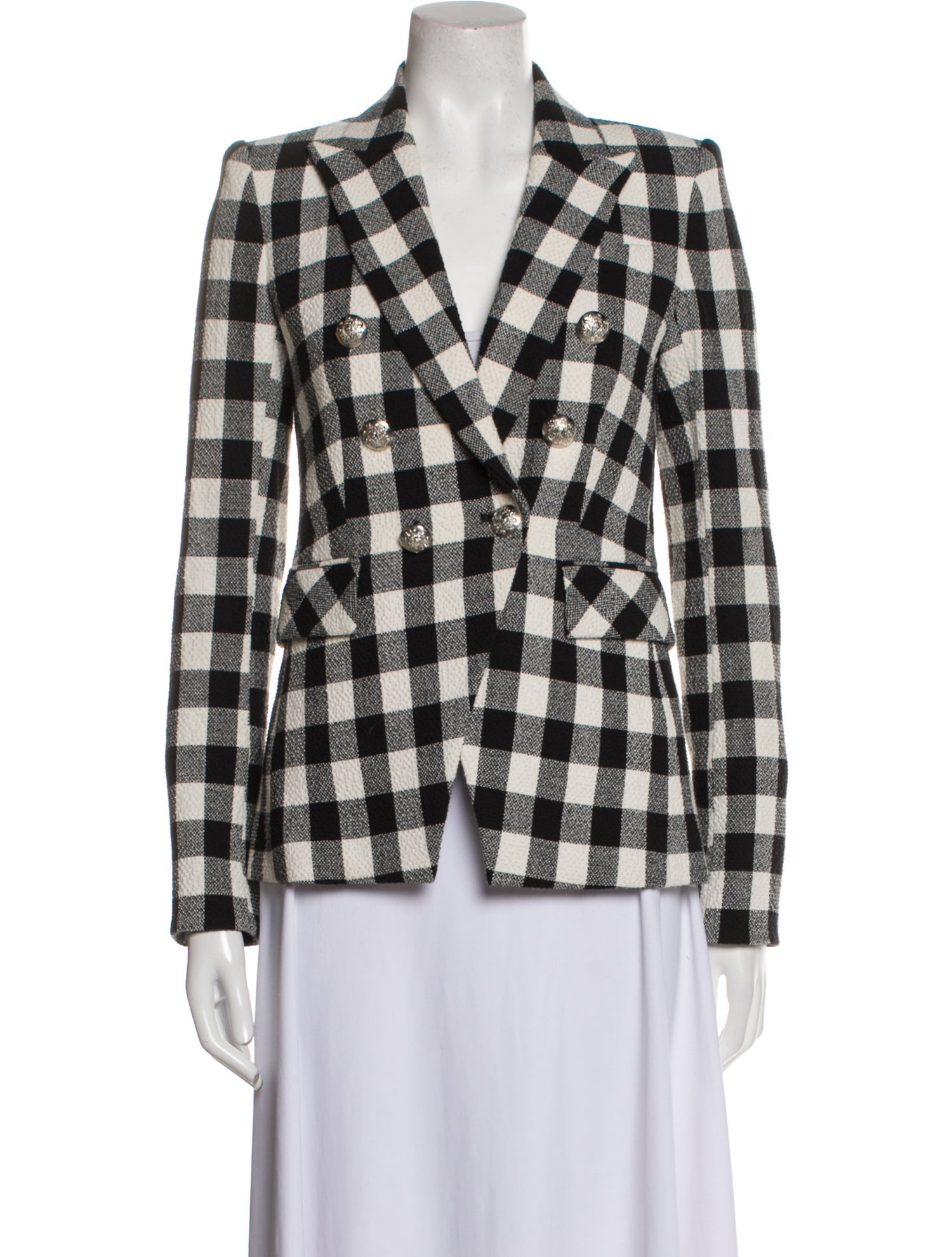 Veronica Beard Linen Plaid Print Blazer