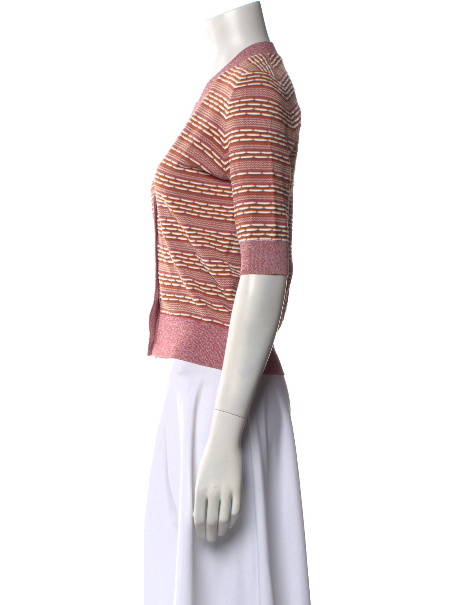 Veronica Beard Striped V-Neck Crop Top