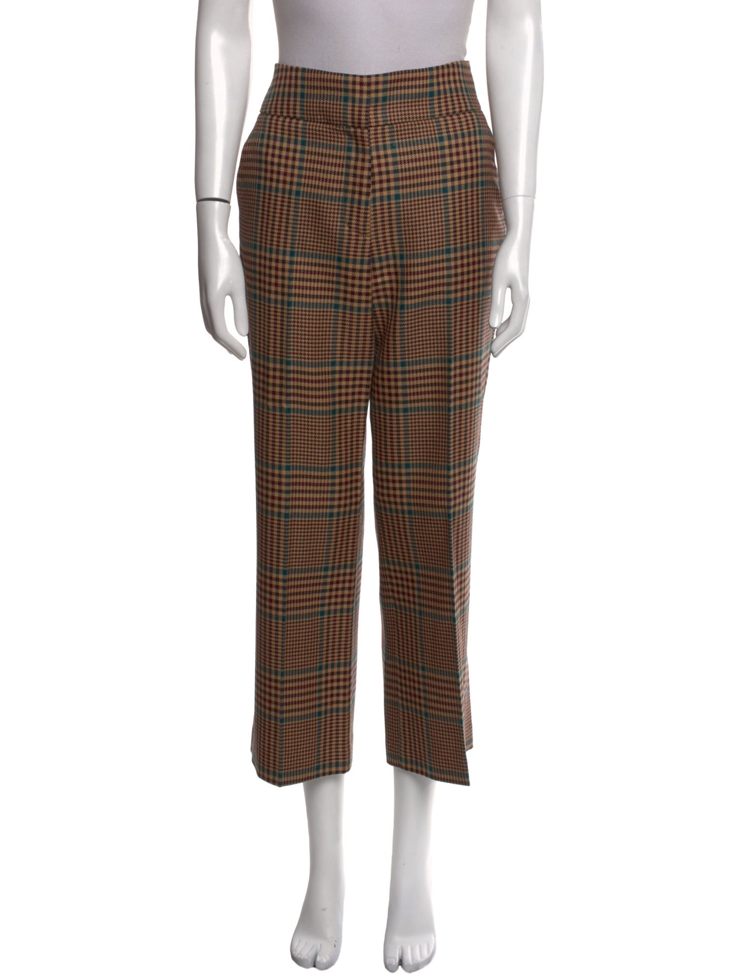 Veronica Beard Plaid Print Wide Leg Pants