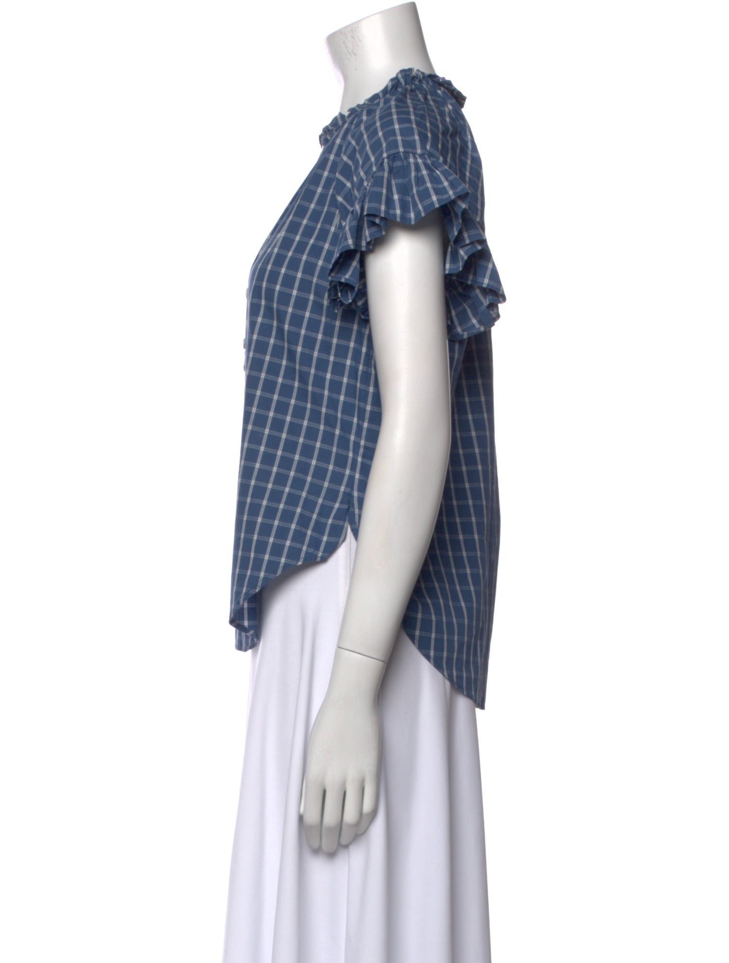 Veronica Beard Plaid Print V-Neck Blouse