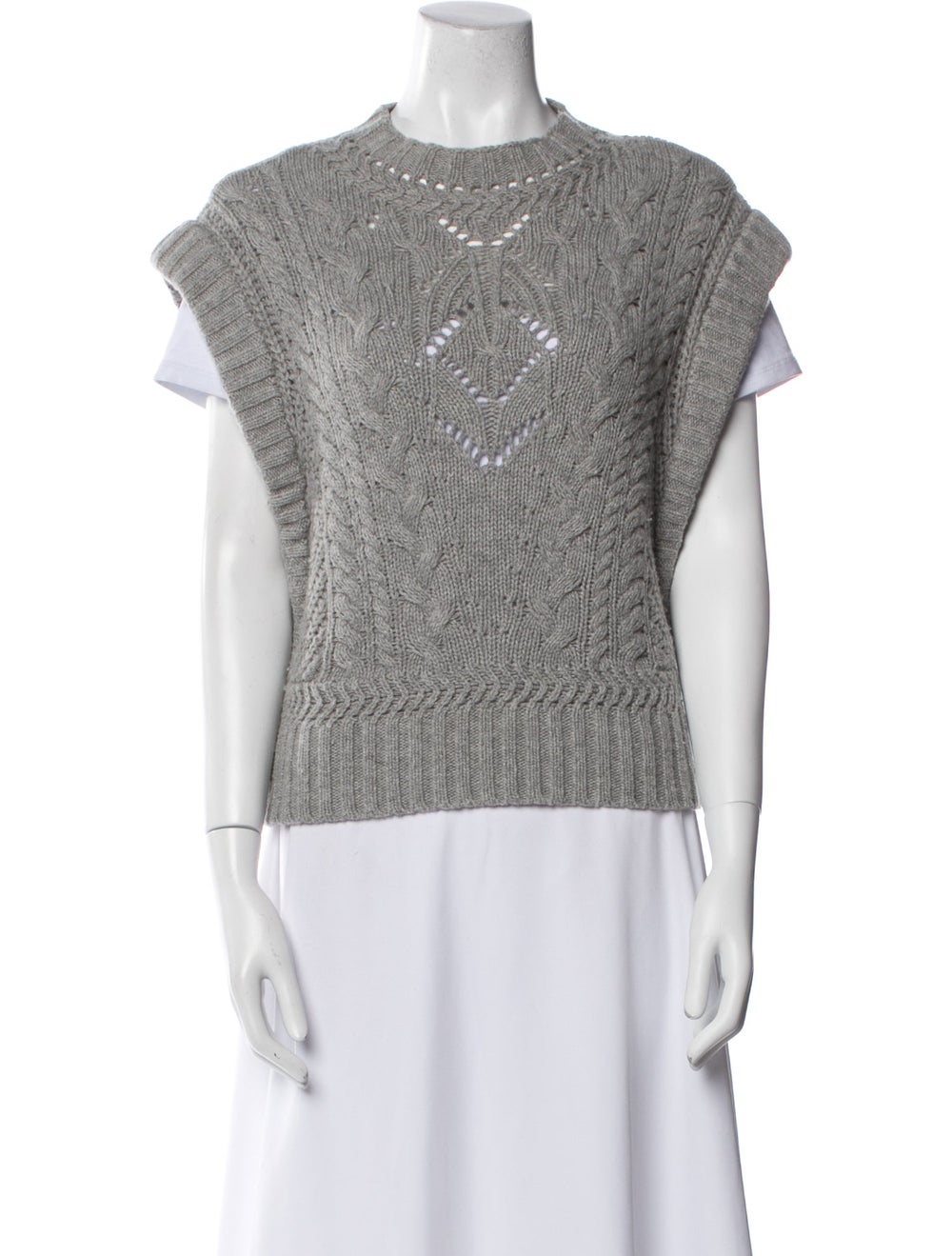 Veronica Beard Pullover Grey Patterned Short Slee… - image 1