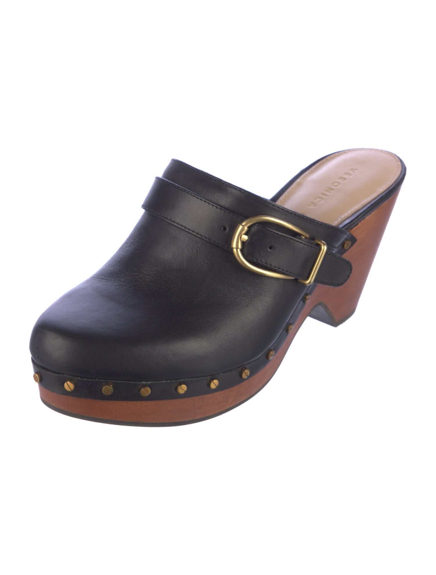 Veronica Beard Leather Studded Accents Mules