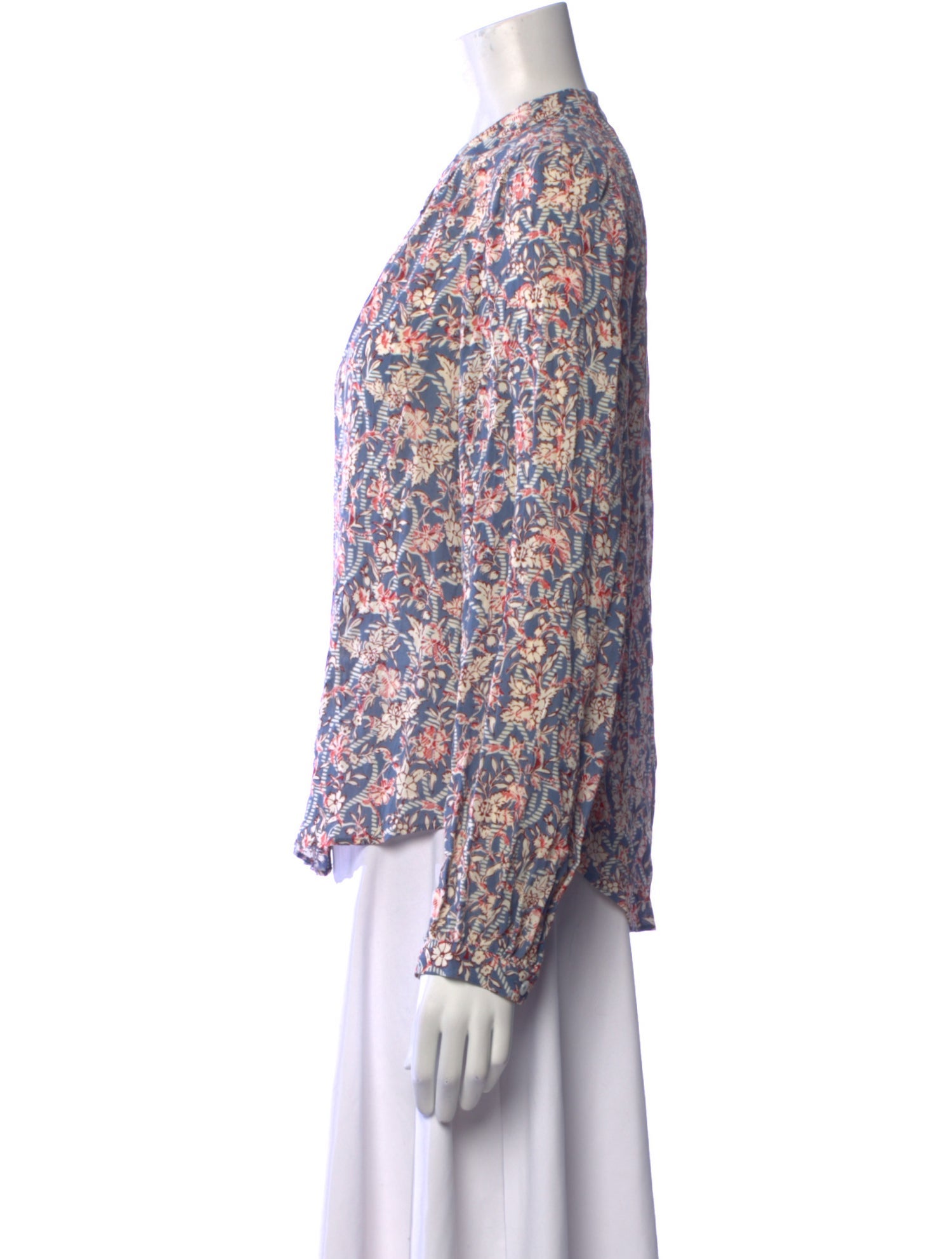 Veronica Beard Floral Print Mock Neck Blouse