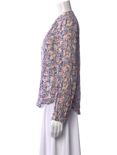 Veronica Beard Floral Print Mock Neck Blouse
