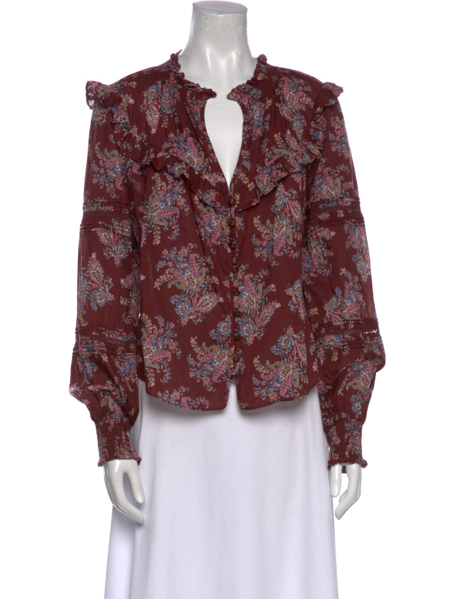 Veronica Beard Floral Print V-Neck Blouse