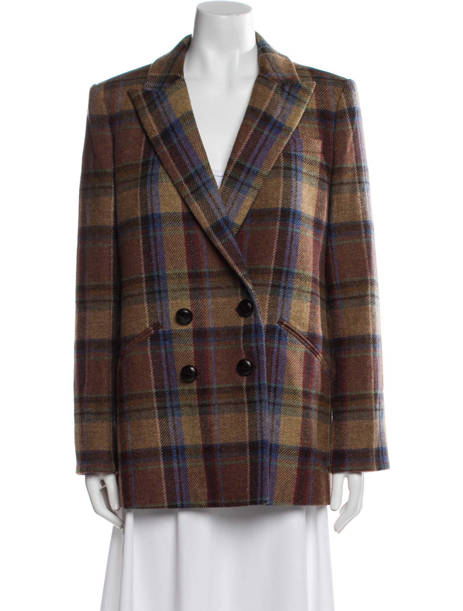 Veronica Beard Virgin Wool Plaid Print Blazer