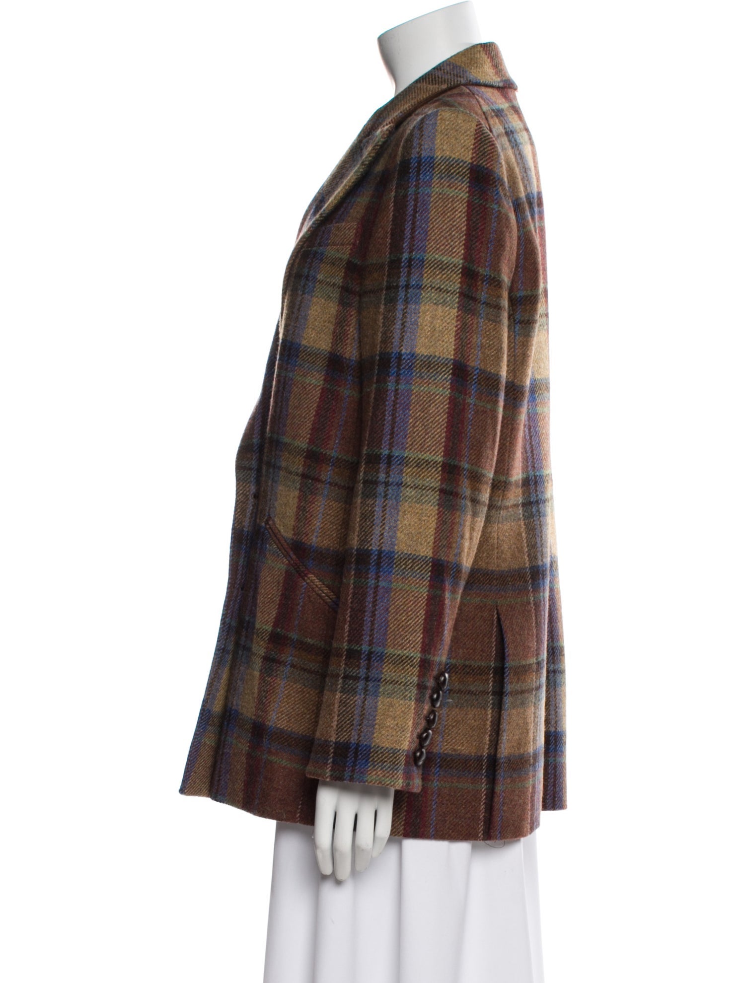 Veronica Beard Virgin Wool Plaid Print Blazer