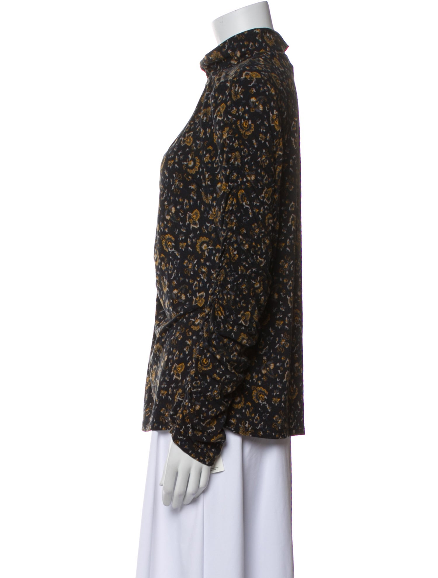 Veronica Beard Floral Print Mock Neck Blouse