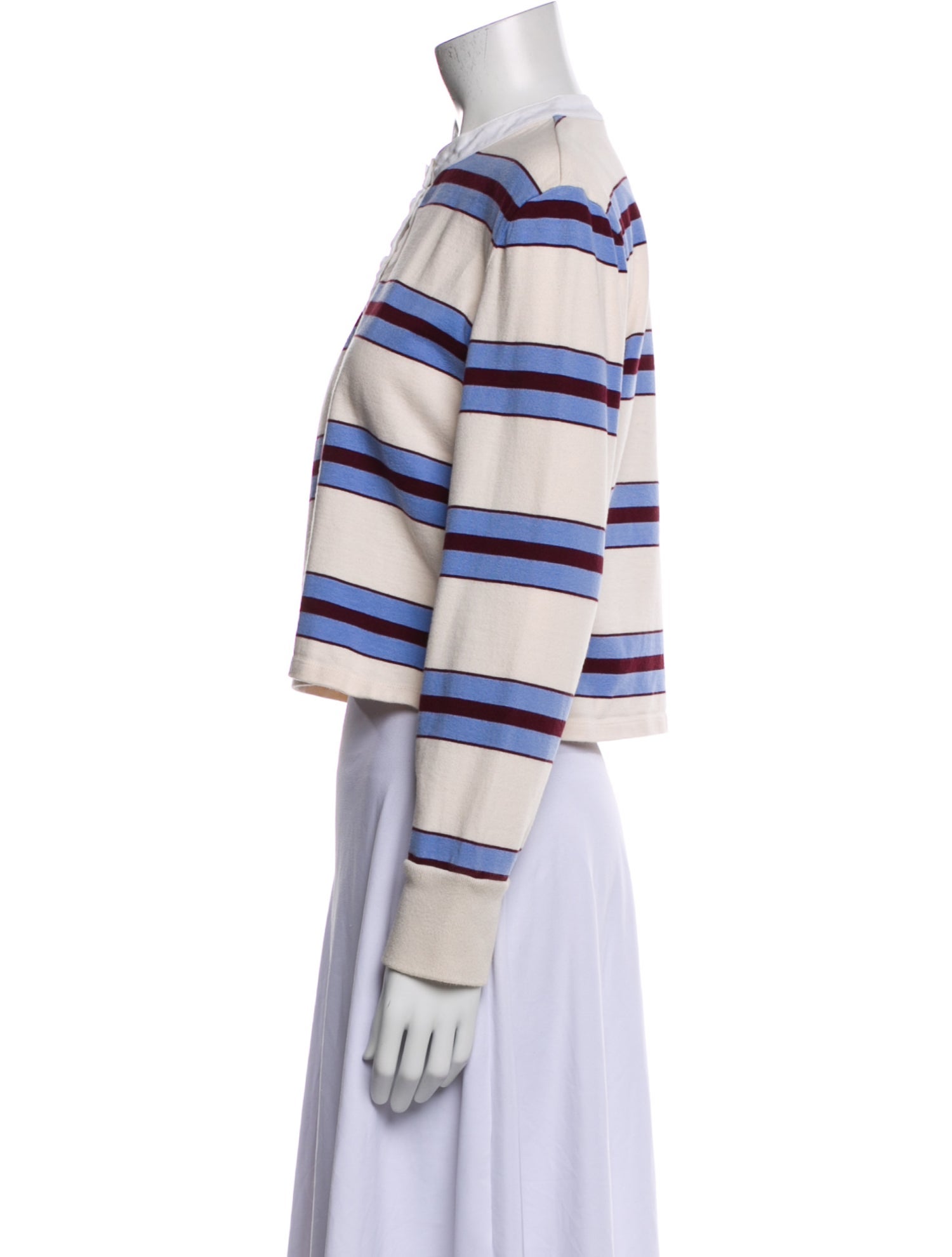 Veronica Beard Striped Crew Neck Crop Top