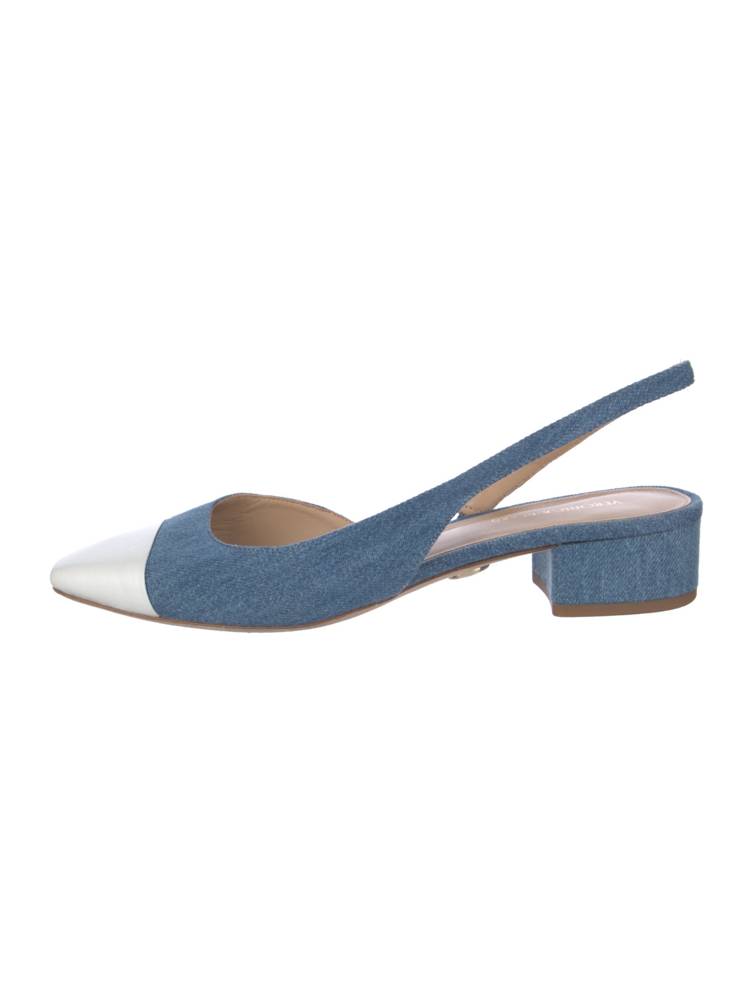 Veronica Beard Denim Colorblock Pattern Slingback Flats