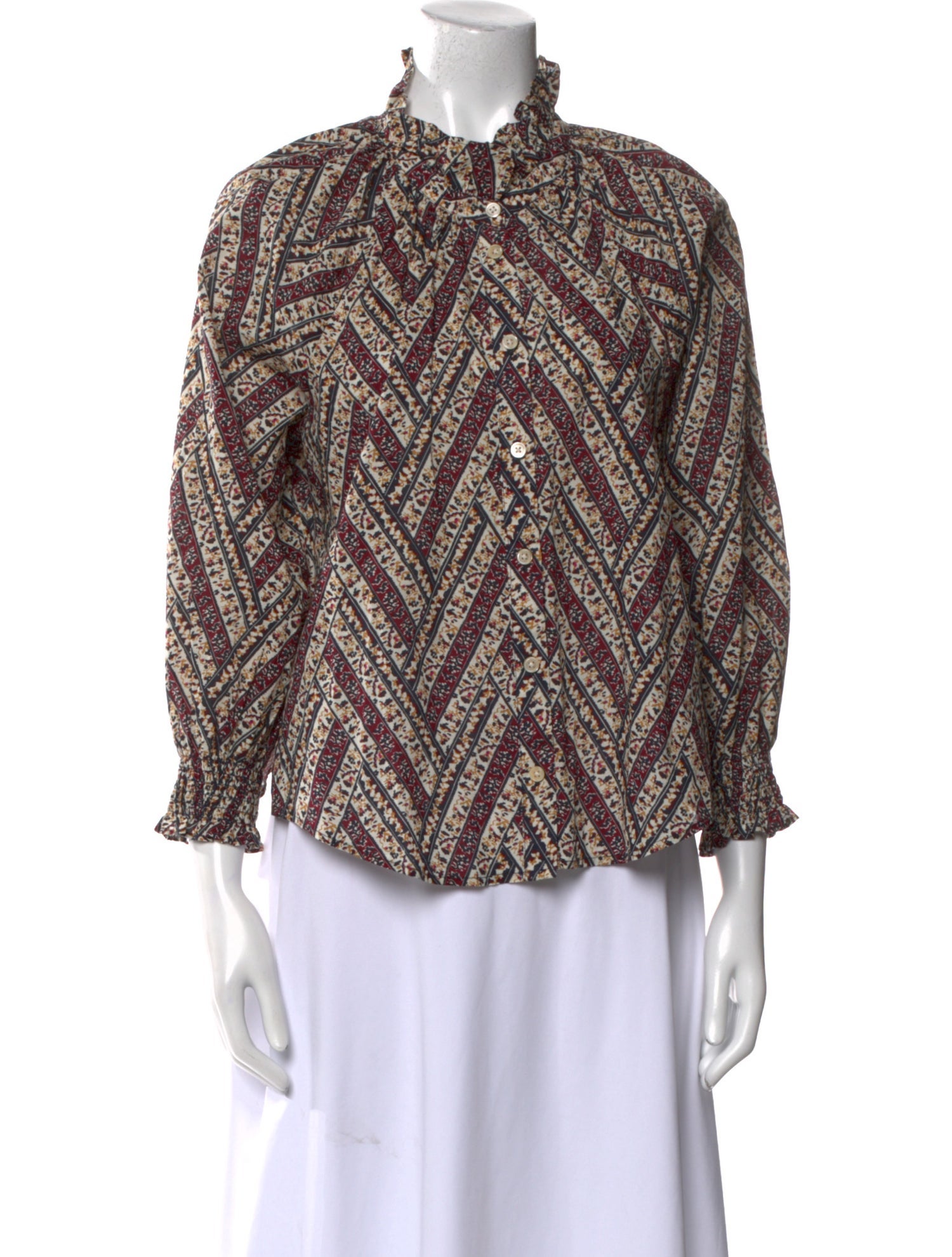 Veronica Beard Printed Mock Neck Blouse