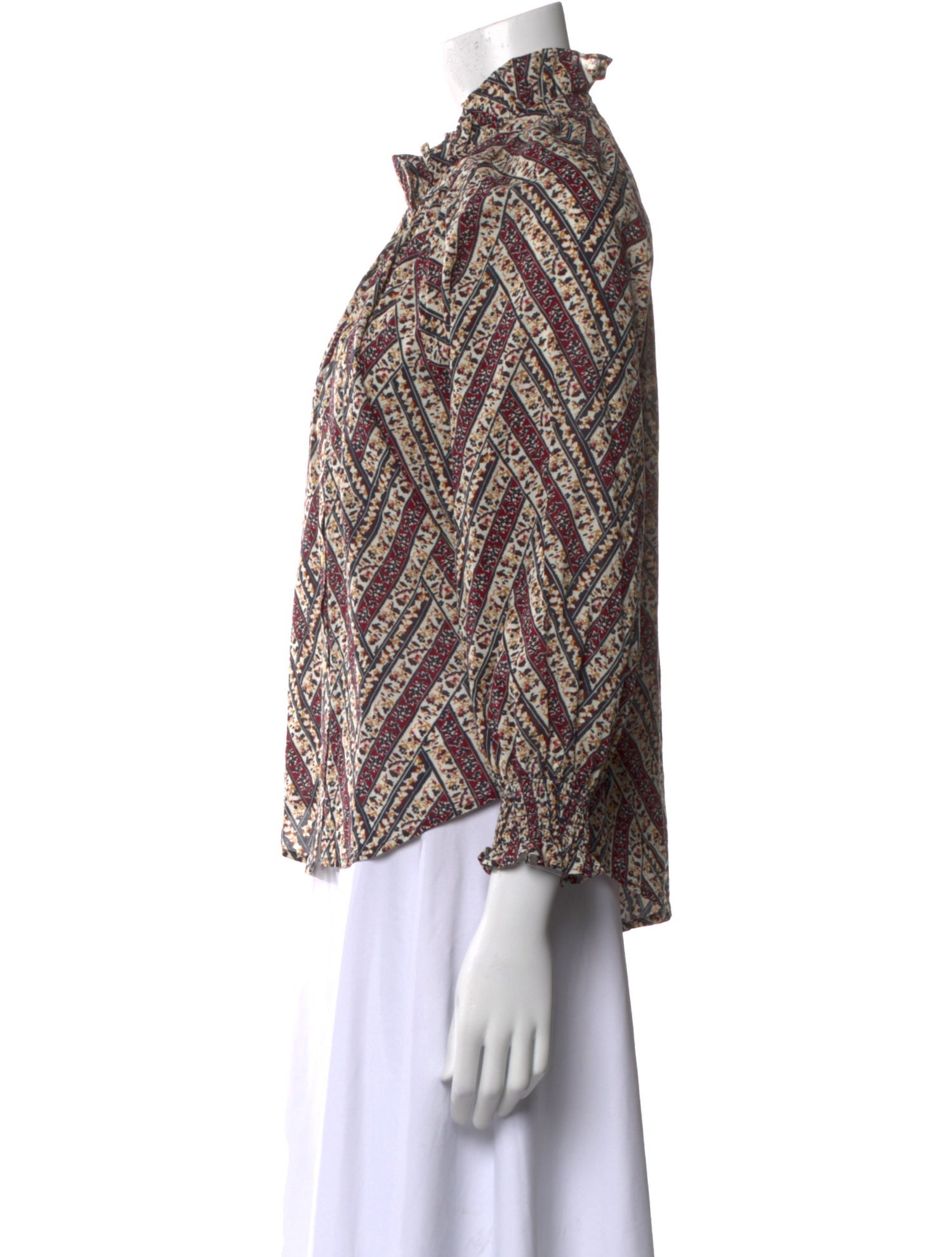 Veronica Beard Printed Mock Neck Blouse